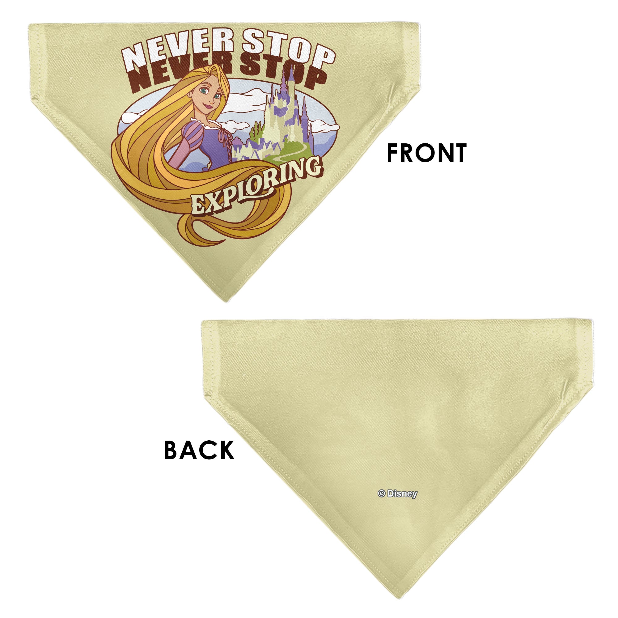 Pet Bandana - Rapunzel NEVER STOP EXPLORING Castle Pose Beige/Red/White Pet Bandanas Disney