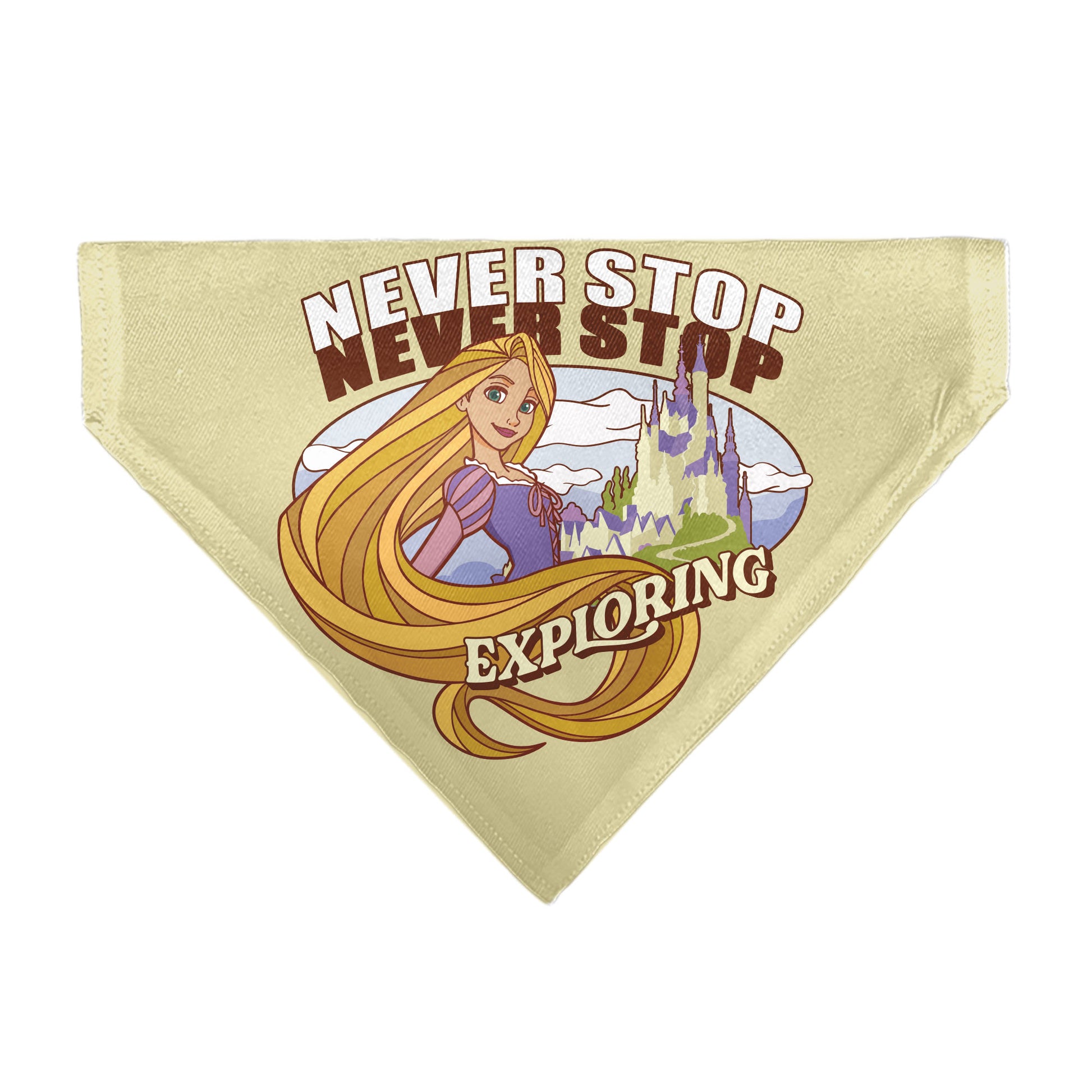Pet Bandana - Rapunzel NEVER STOP EXPLORING Castle Pose Beige/Red/White Pet Bandanas Disney