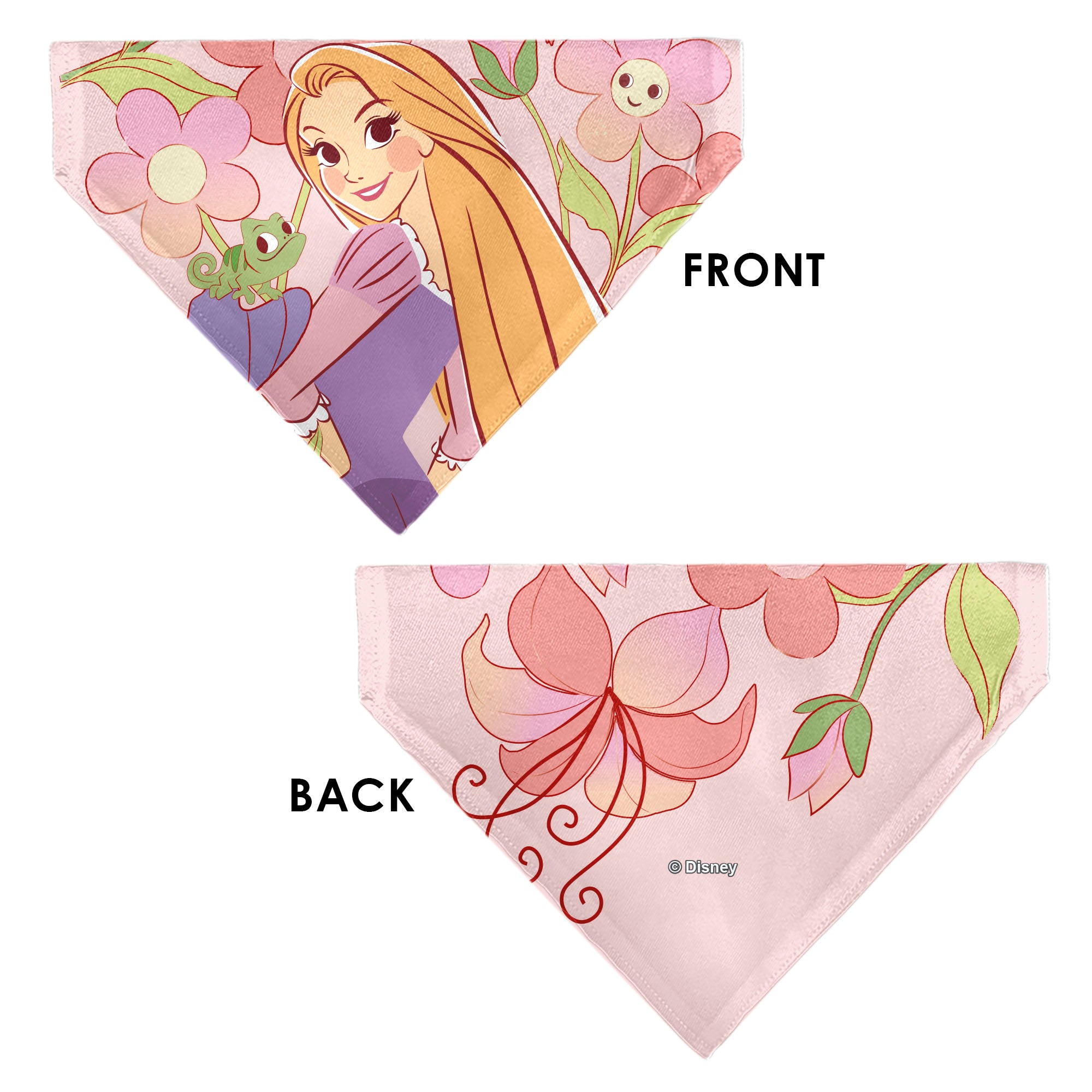 Pet Bandana - Tangled Rapunzel and Pascal Flowers Pose Pinks Pet Bandanas Disney