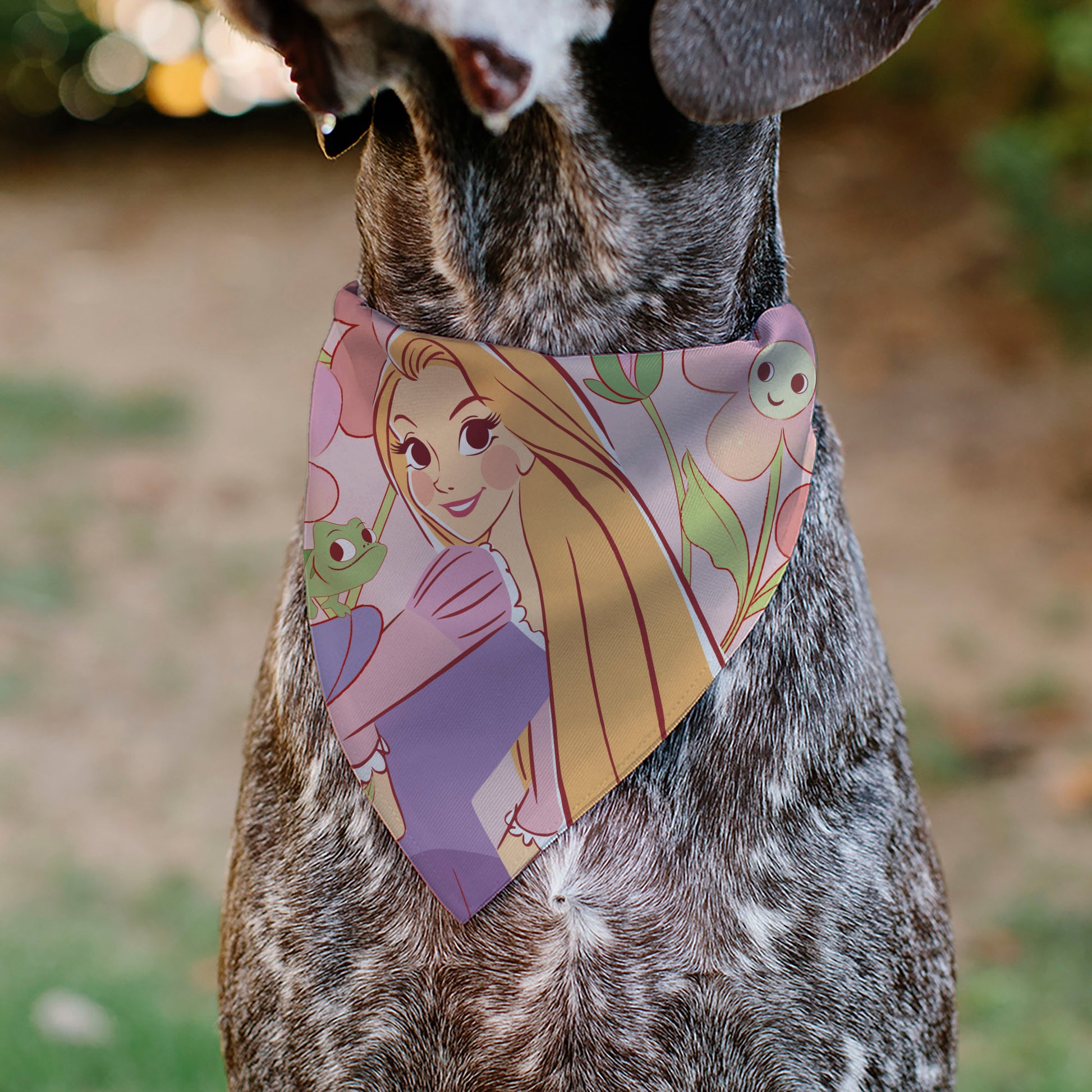 Pet Bandana - Tangled Rapunzel and Pascal Flowers Pose Pinks Pet Bandanas Disney