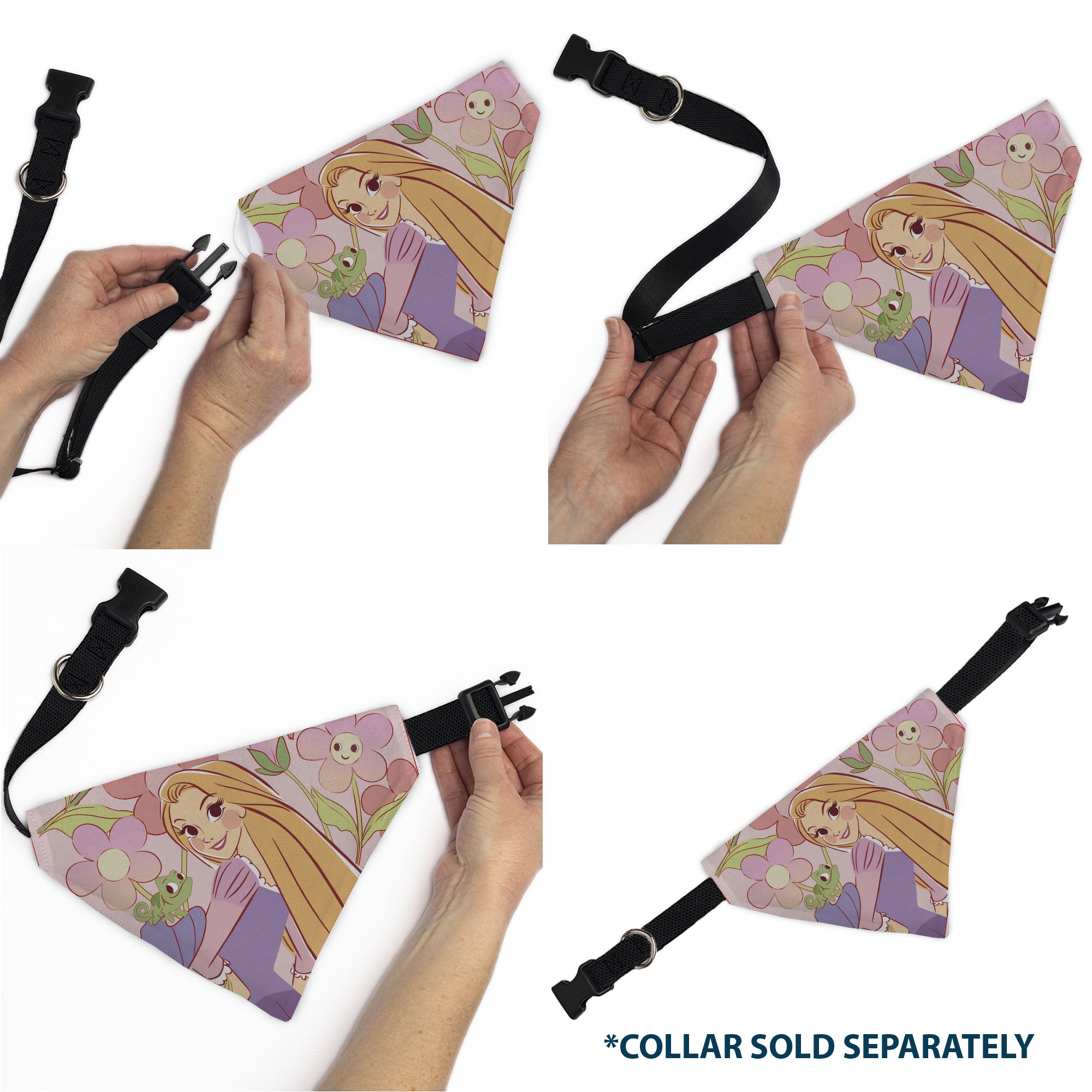 Pet Bandana - Tangled Rapunzel and Pascal Flowers Pose Pinks Pet Bandanas Disney
