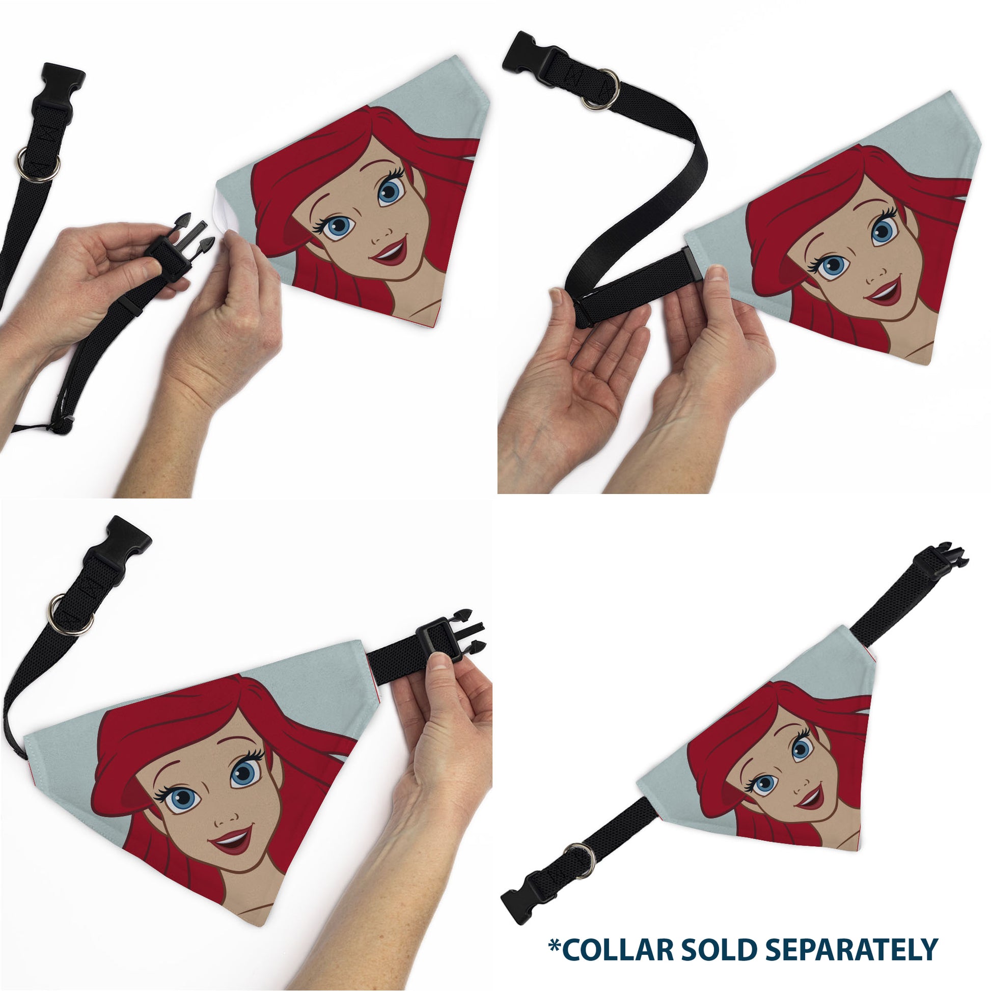 Pet Bandana - The Little Mermaid Ariel Face Close-Up Light Blue Pet Bandanas Disney