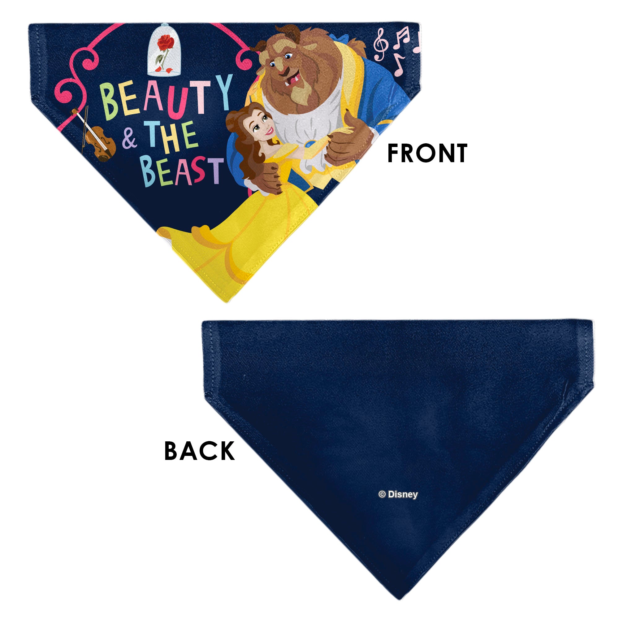 Pet Bandana - BEAUTY & THE BEAST Belle and Beast Dancing Pose Blue/Multi Color Pet Bandanas Disney