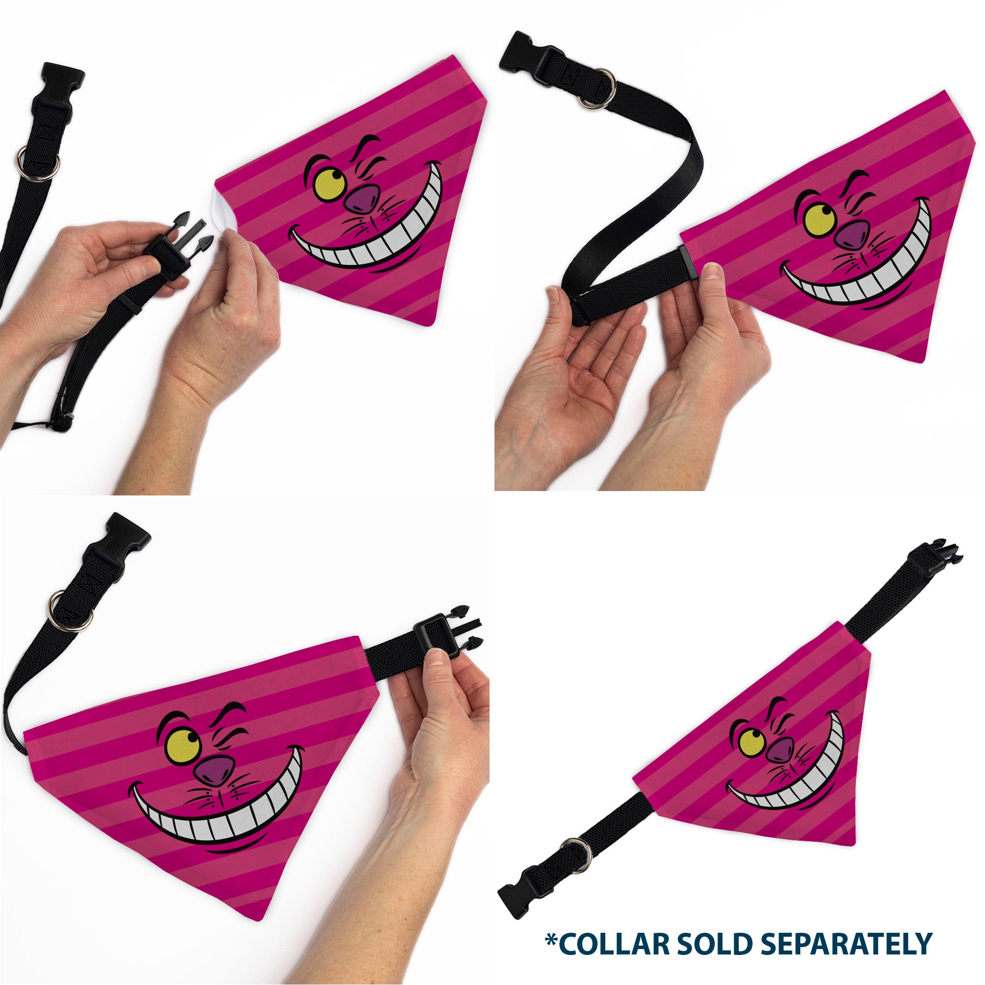 Pet Bandana - Alice in Wonderland Cheshire Cat Winking Smile Pinks Pet Bandanas Disney