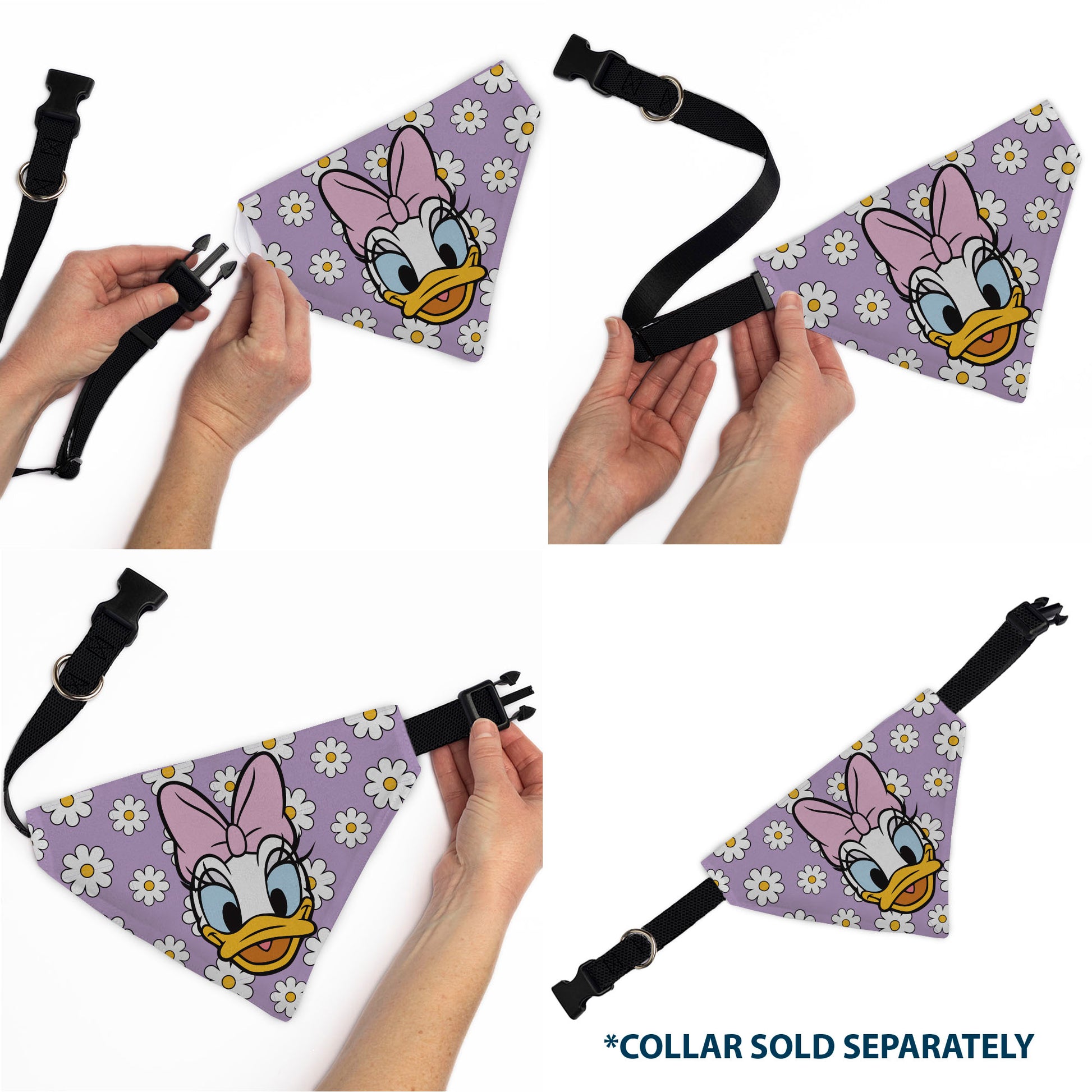 Pet Bandana - Daisy Duck Smiling Pose with Daisies Lavender Pet Bandanas Disney