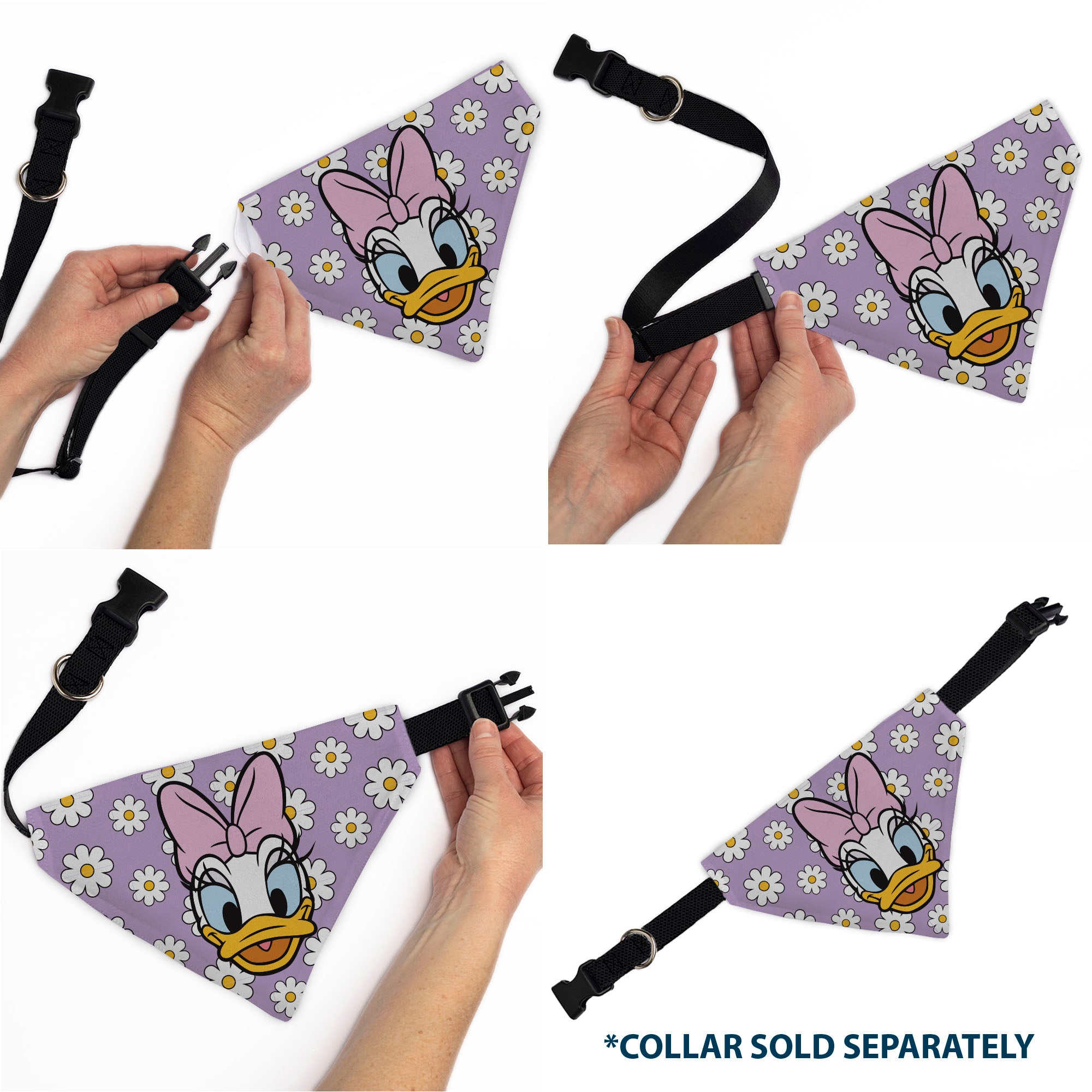 Pet Bandana - Daisy Duck Smiling Pose with Daisies Lavender Pet Bandanas Disney