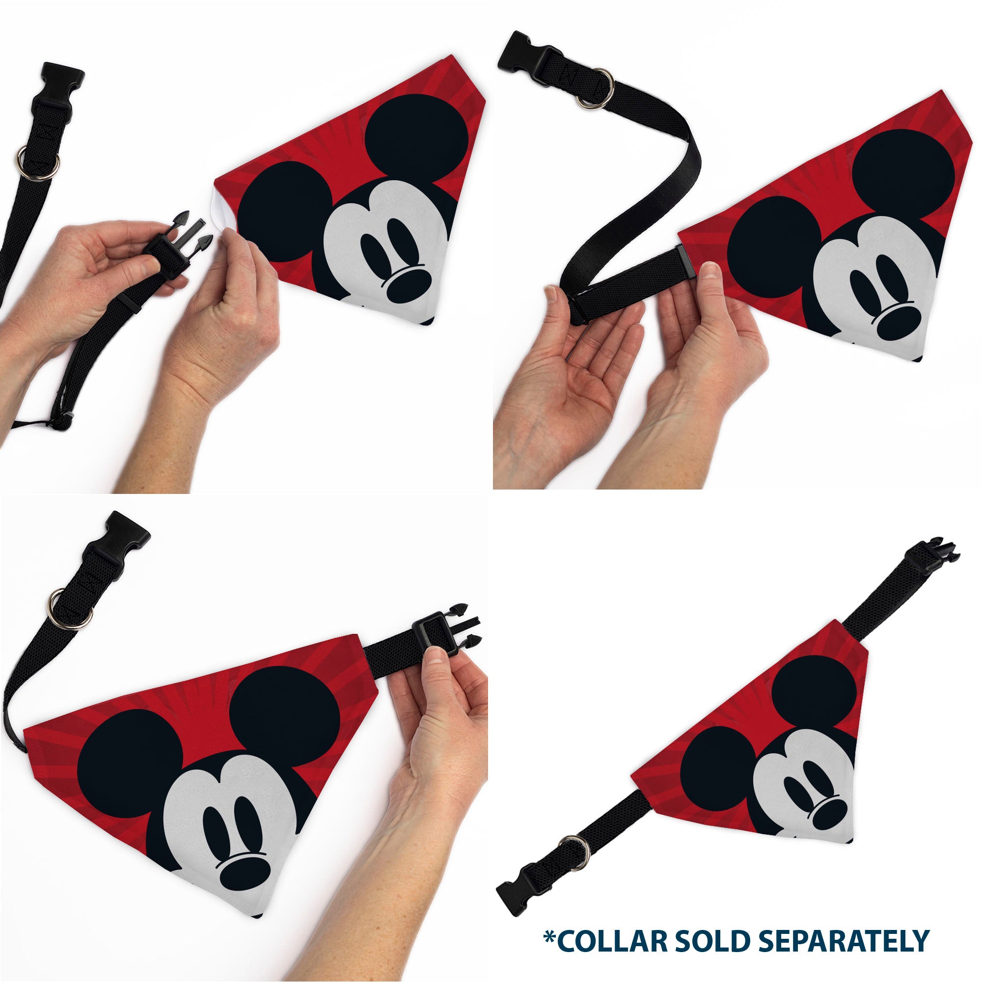 Pet Bandana - Mickey Mouse Eyes Sunburst Reds Pet Bandanas Disney