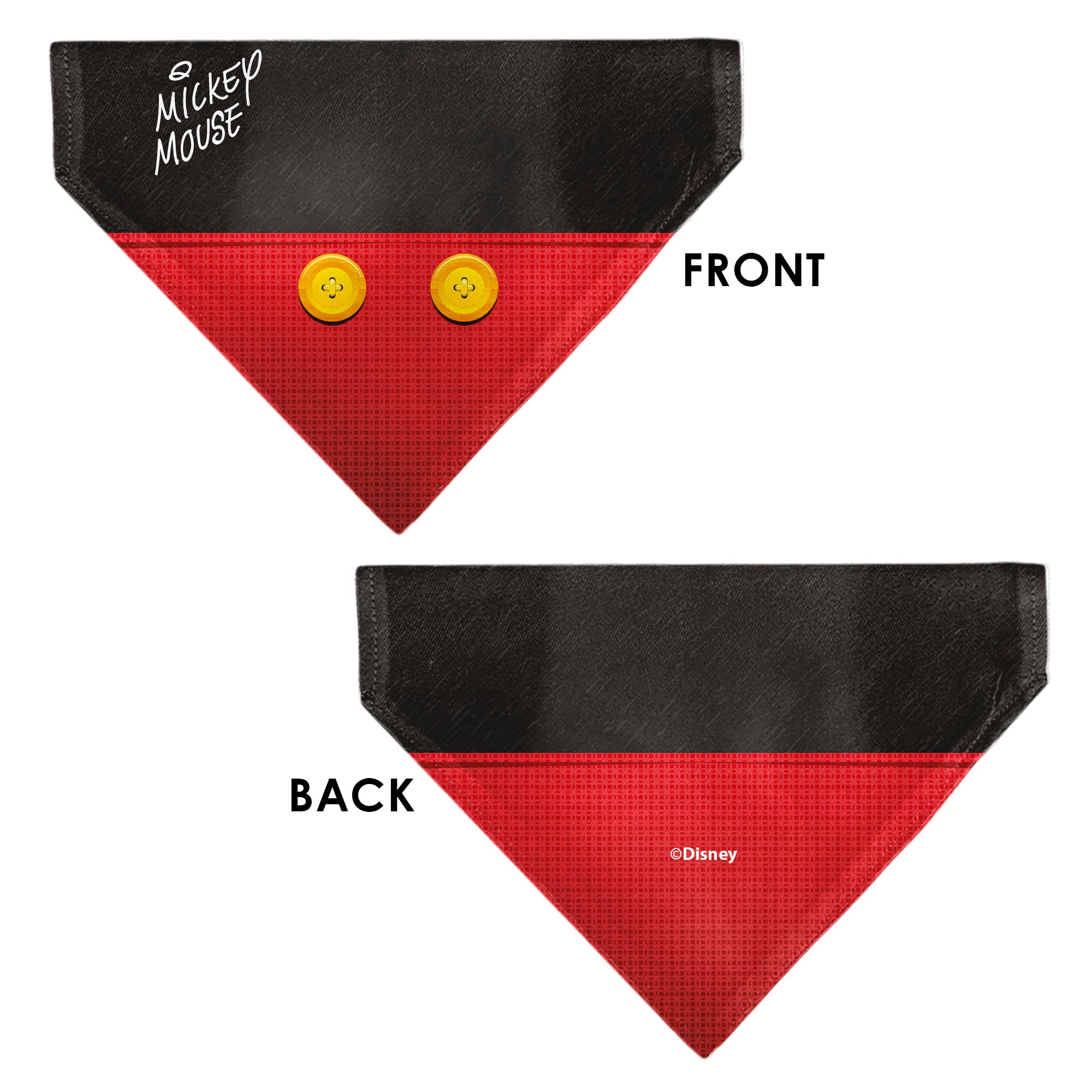 Pet Bandana - Mickey Mouse Buttons Black/Red Pet Bandanas Disney