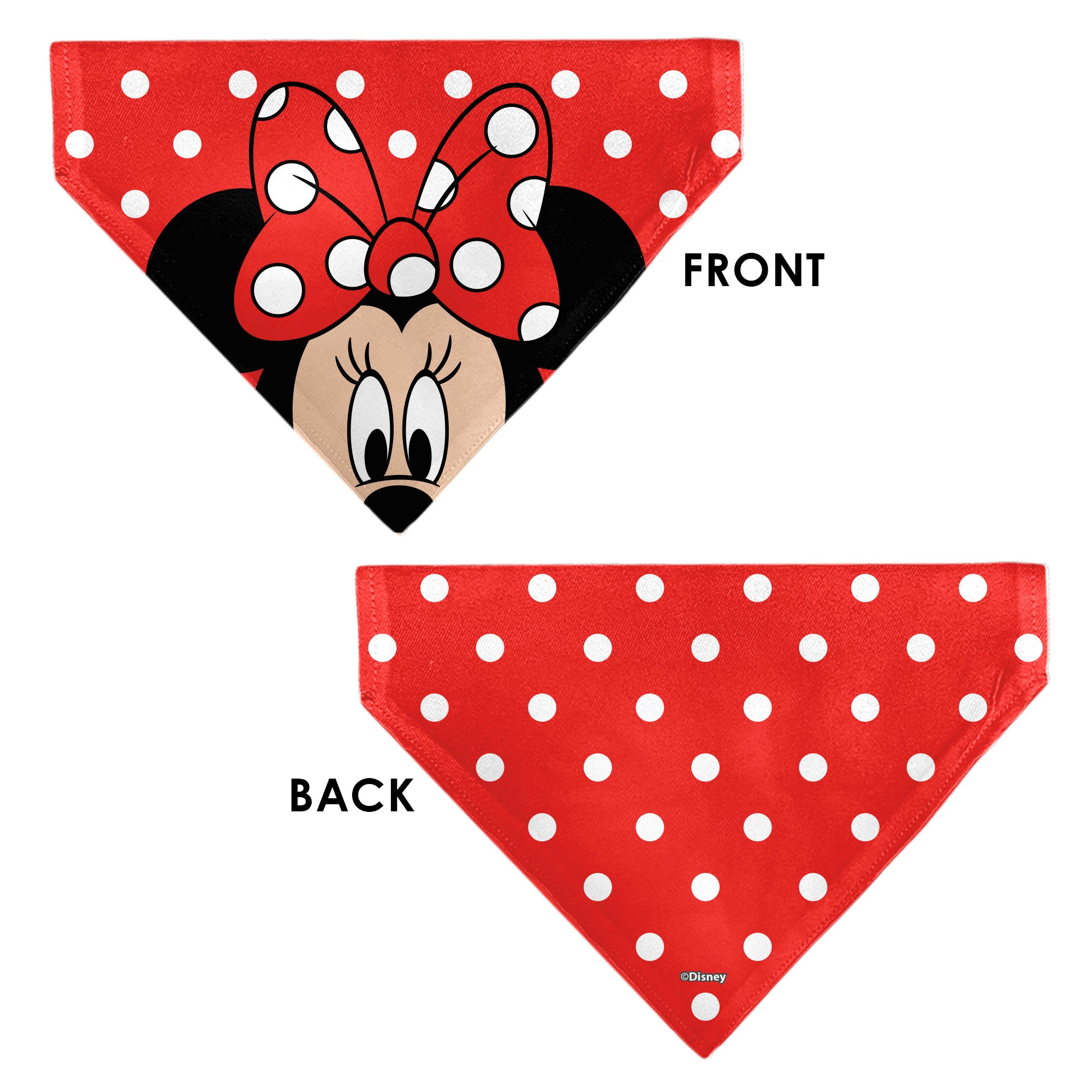 Pet Bandana - Minnie Mouse Face Polka Dot Red/White Pet Bandanas Disney