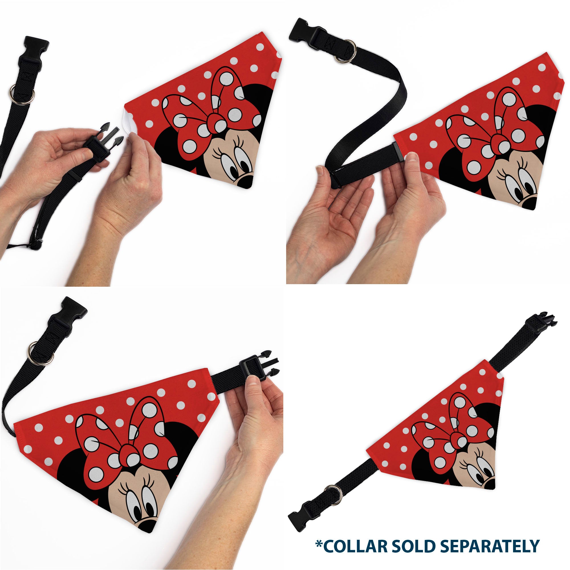 Pet Bandana - Minnie Mouse Face Polka Dot Red/White Pet Bandanas Disney