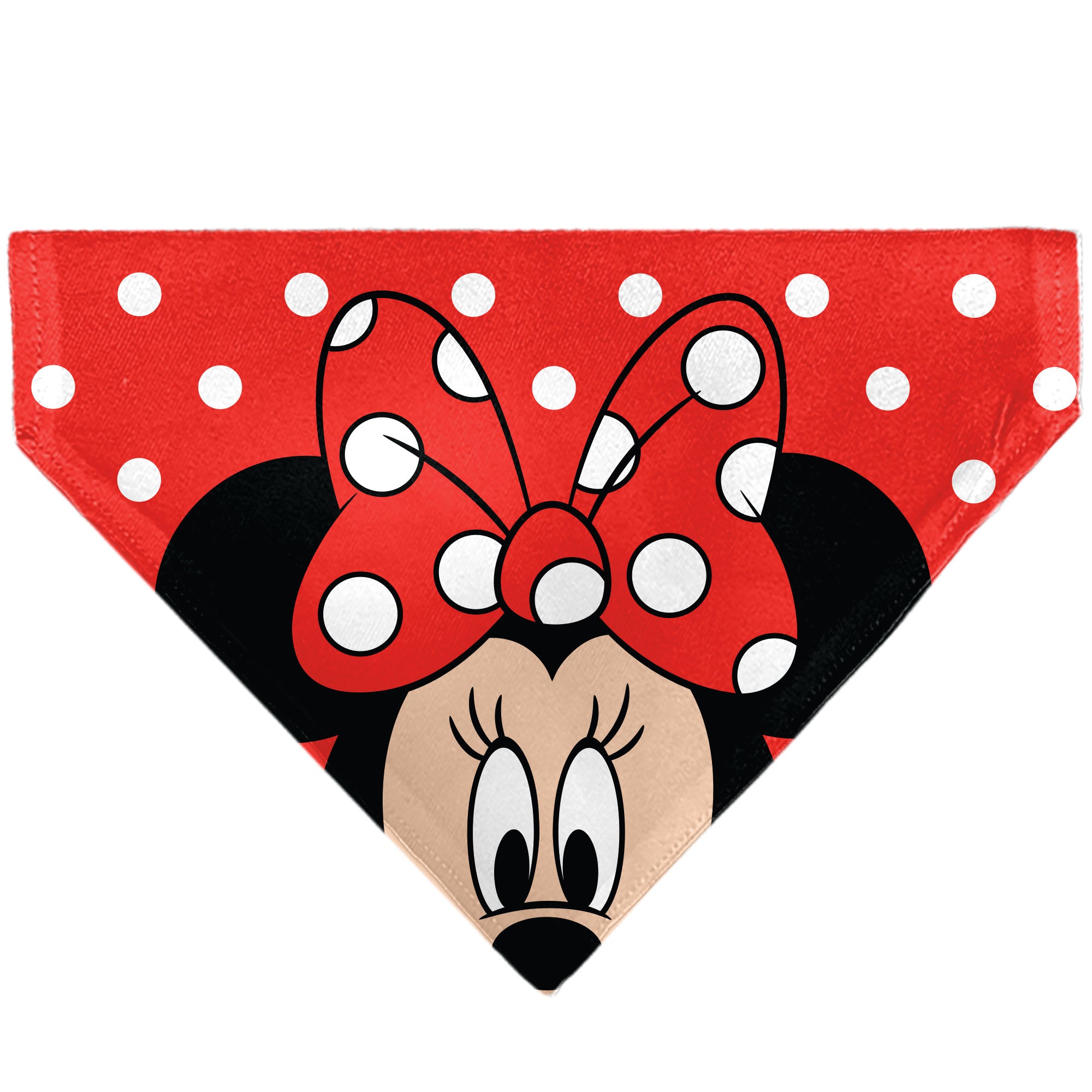 Pet Bandana - Minnie Mouse Face Polka Dot Red/White Pet Bandanas Disney