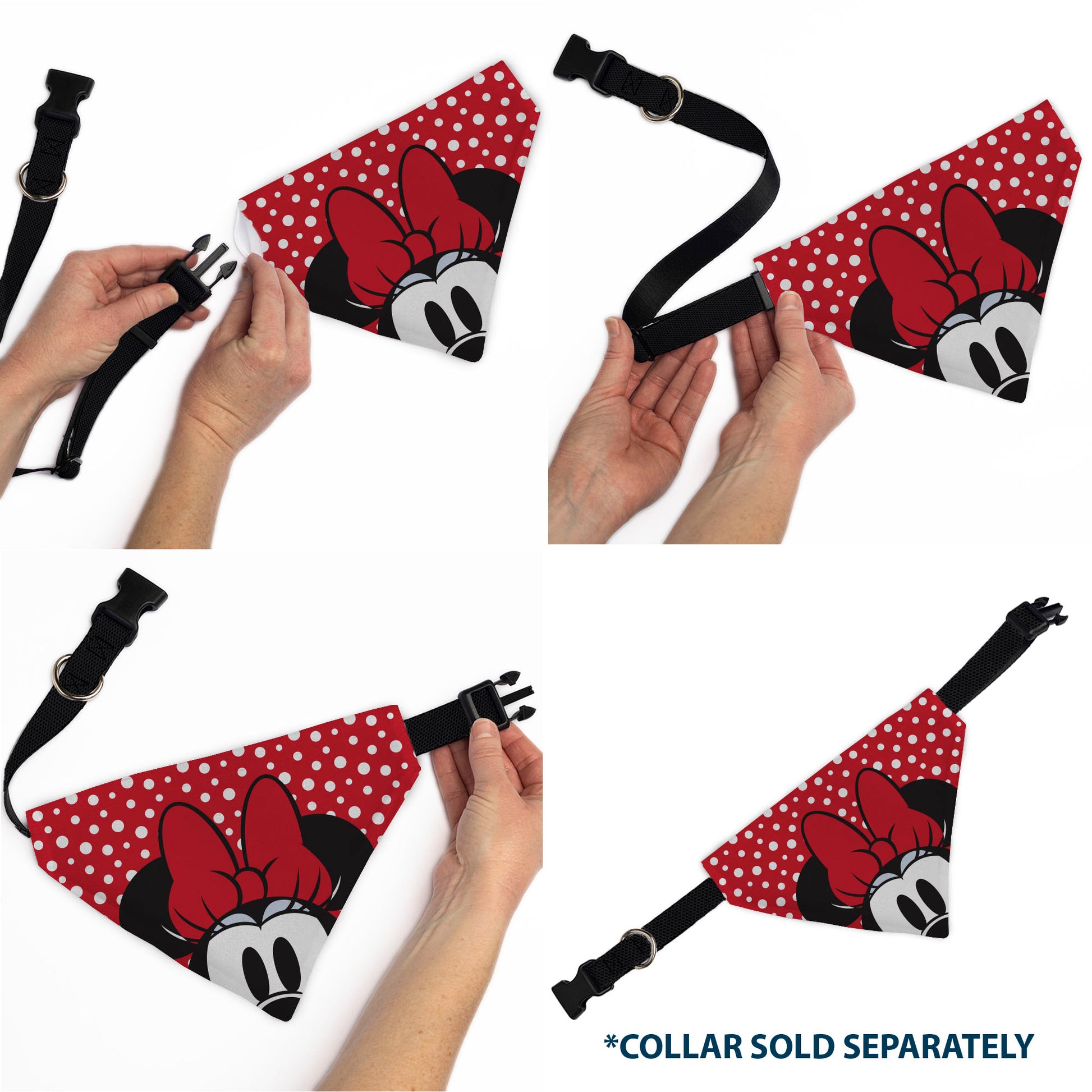 Pet Bandana - Minnie Mouse Button Eyes Pose Polka Dot Red/White Pet Bandanas Disney