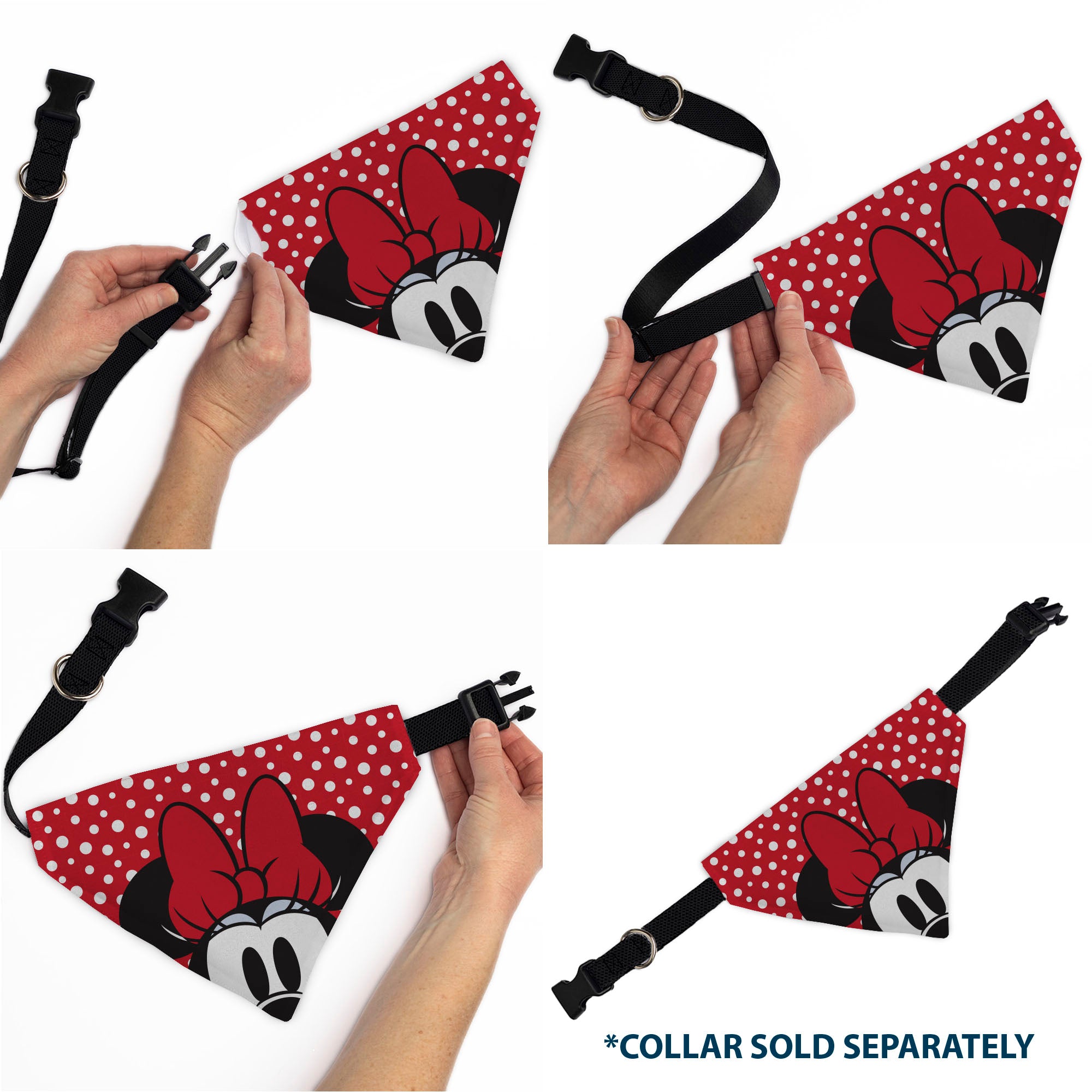 Pet Bandana - Minnie Mouse Button Eyes Pose Polka Dot Red/White Pet Bandanas Disney