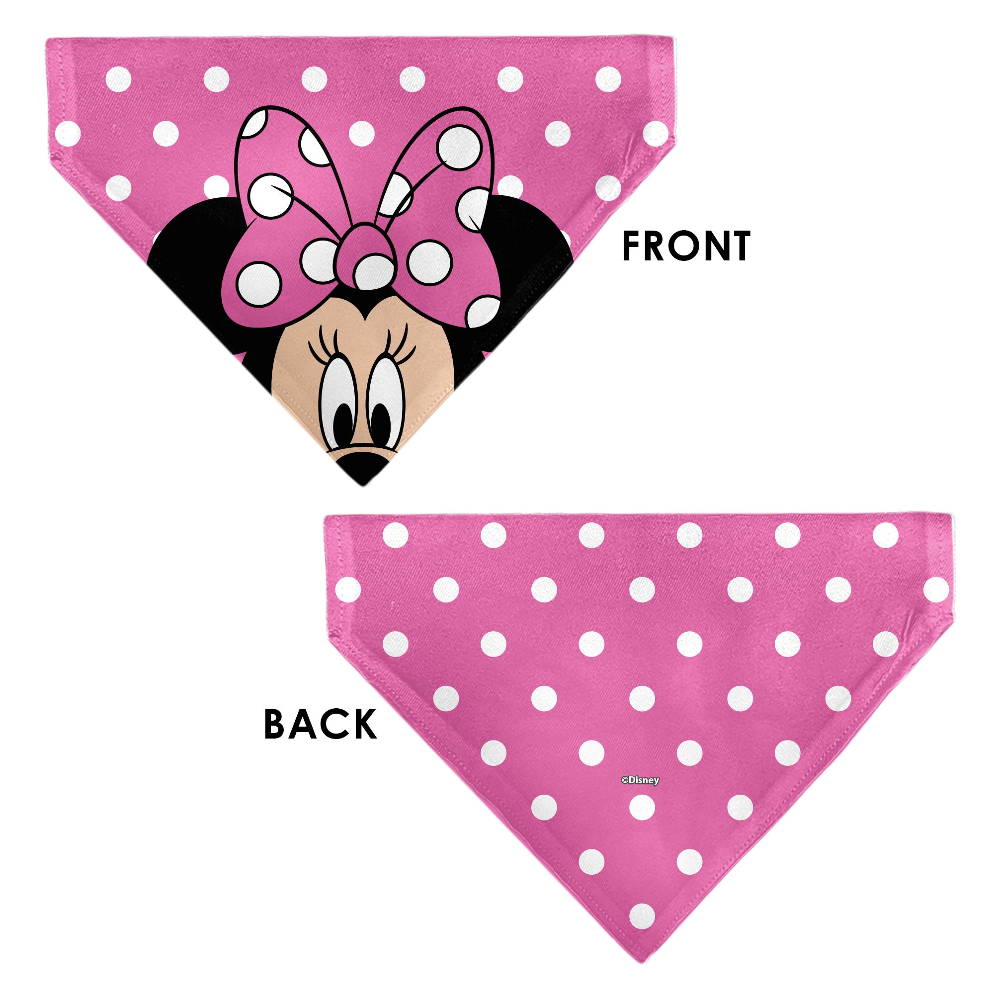 Pet Bandana - Minnie Mouse Face Polka Dot Pink/White Pet Bandanas Disney