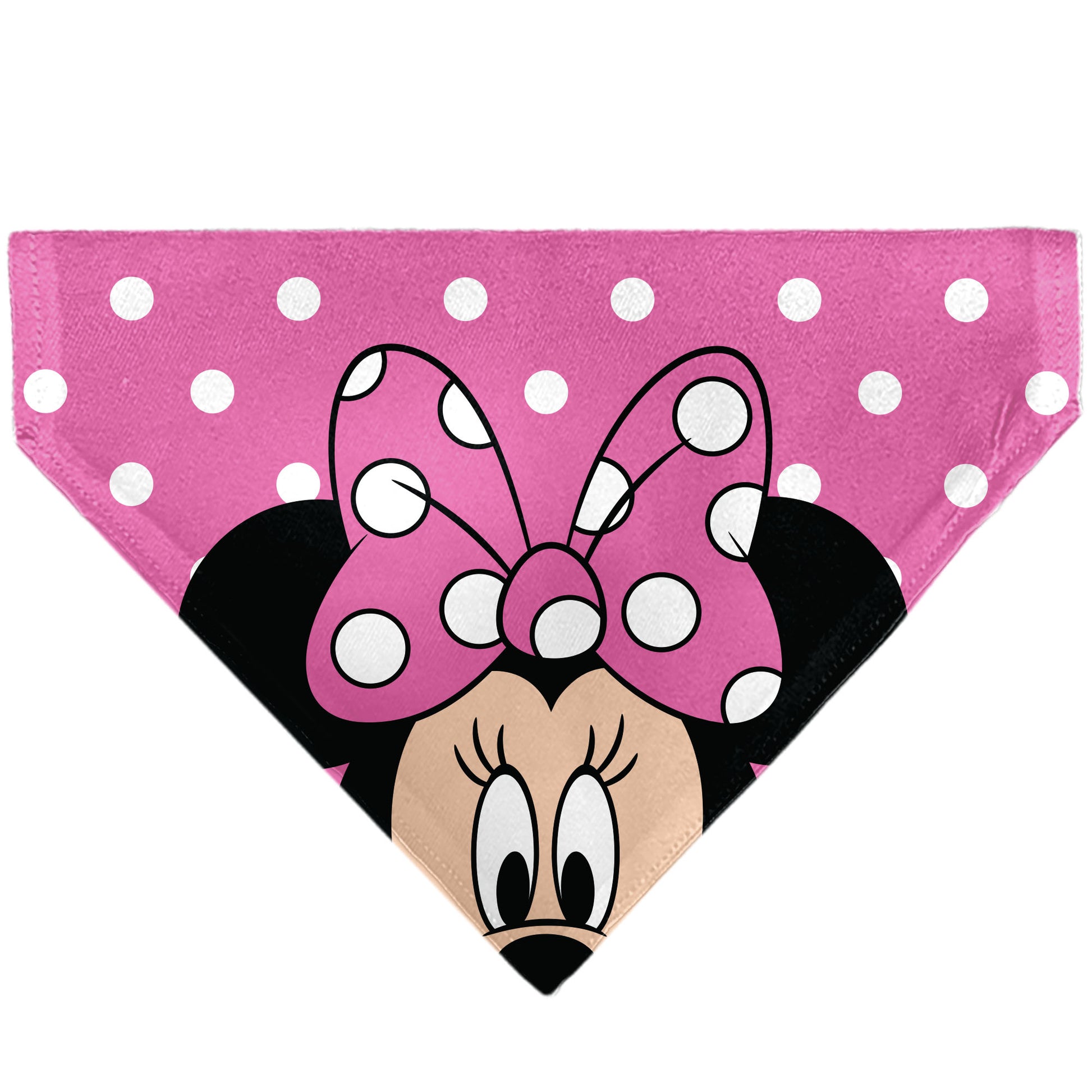 Pet Bandana - Minnie Mouse Face Polka Dot Pink/White Pet Bandanas Disney