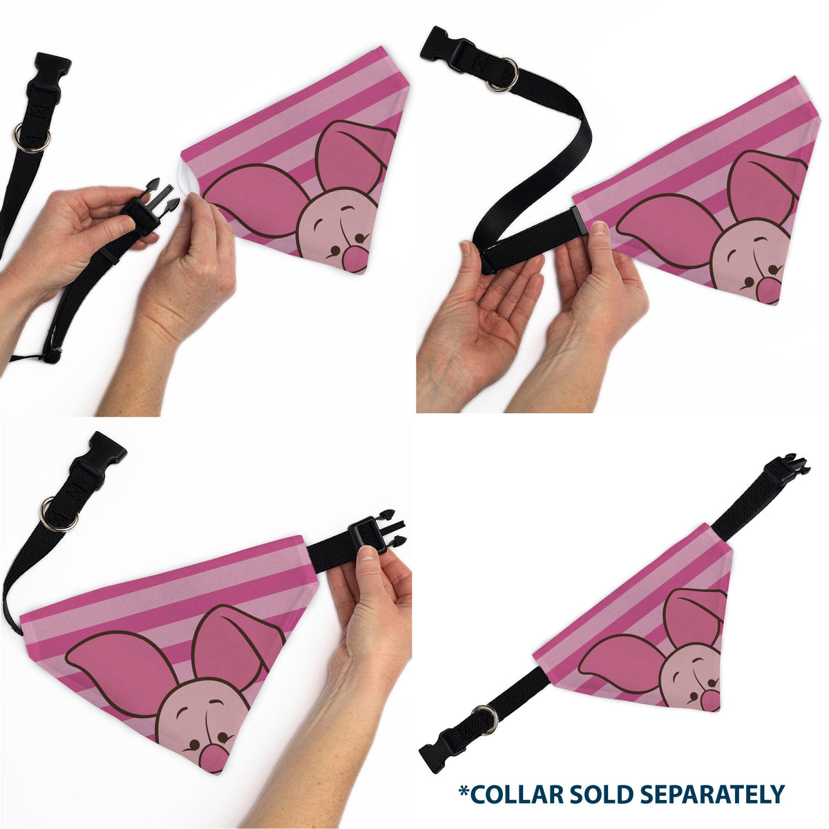 Pet Bandana - Piglet Face and Stripes Pinks Pet Bandanas Disney