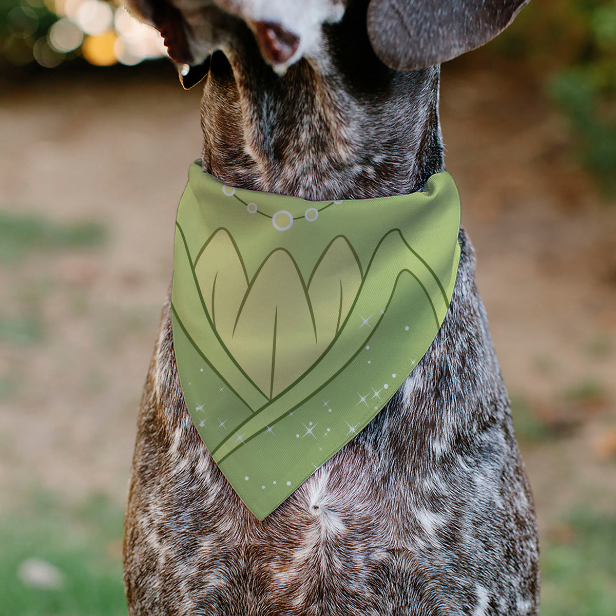 Pet Bandana - The Princess and the Frog Princess Tiana Dress Print Greens/Yellow Pet Bandanas Disney