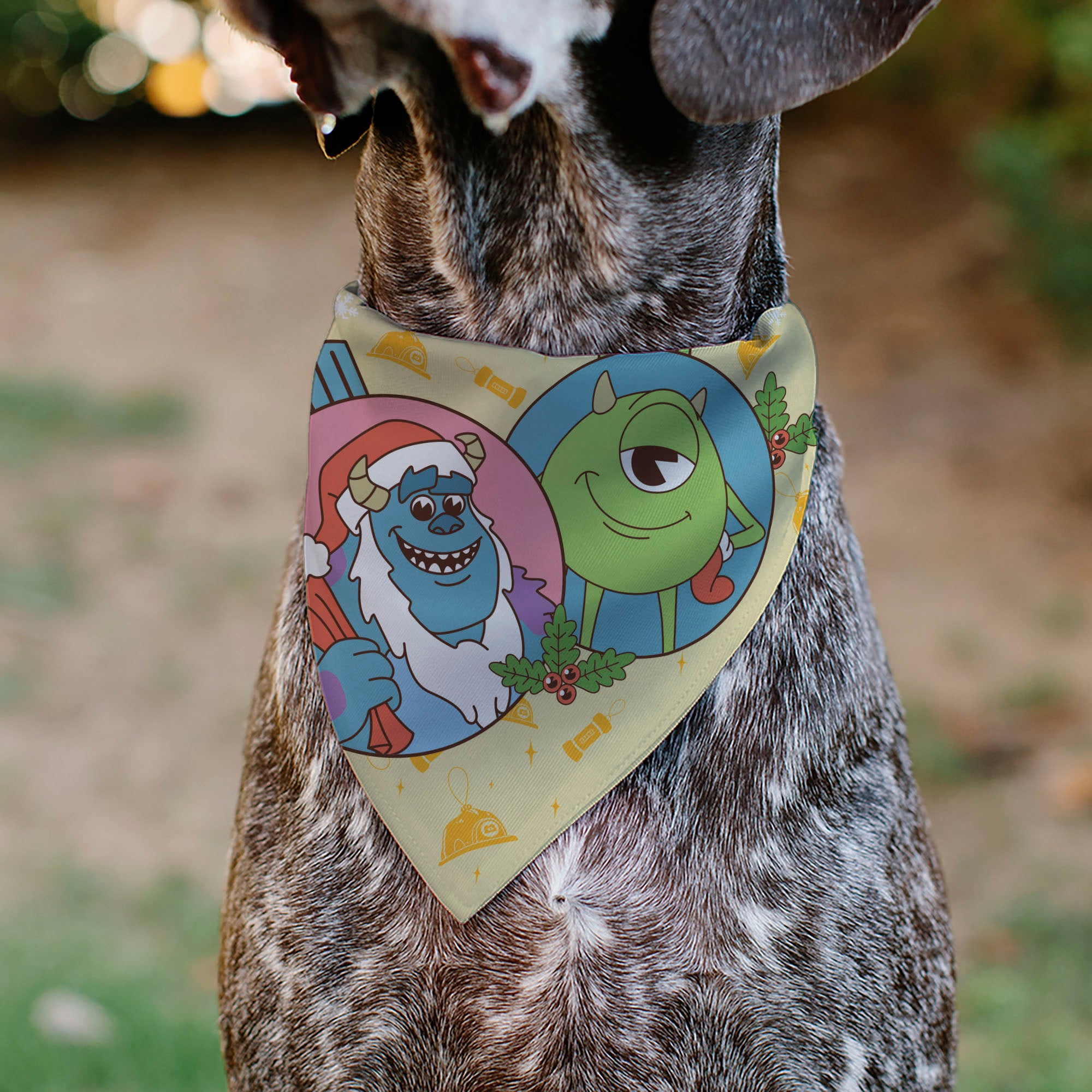 Pet Bandana - Monsters Sulley and Mike Holiday SEASON'S SCREAMINGS Poses Yellows Pet Bandanas Disney