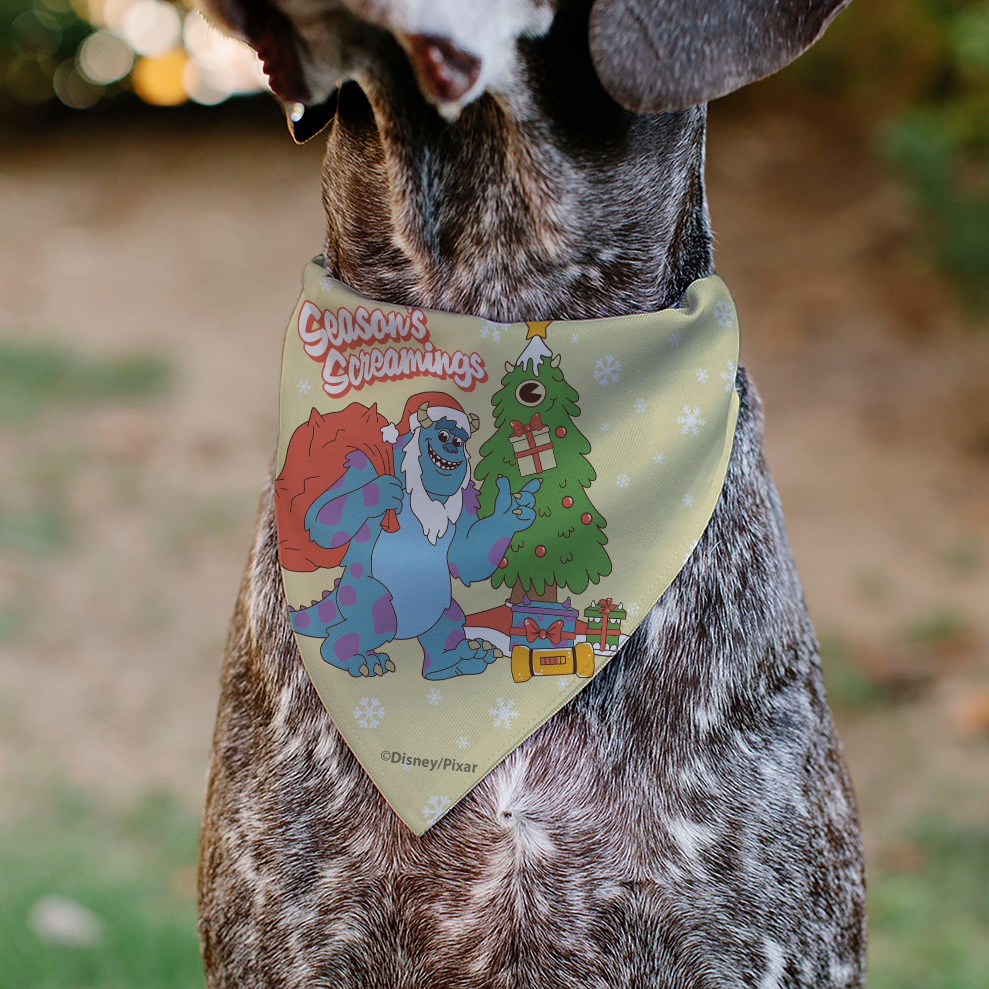Pet Bandana - Monsters Sulley and Mike Holiday SEASON'S SCREAMINGS Poses Yellows Pet Bandanas Disney