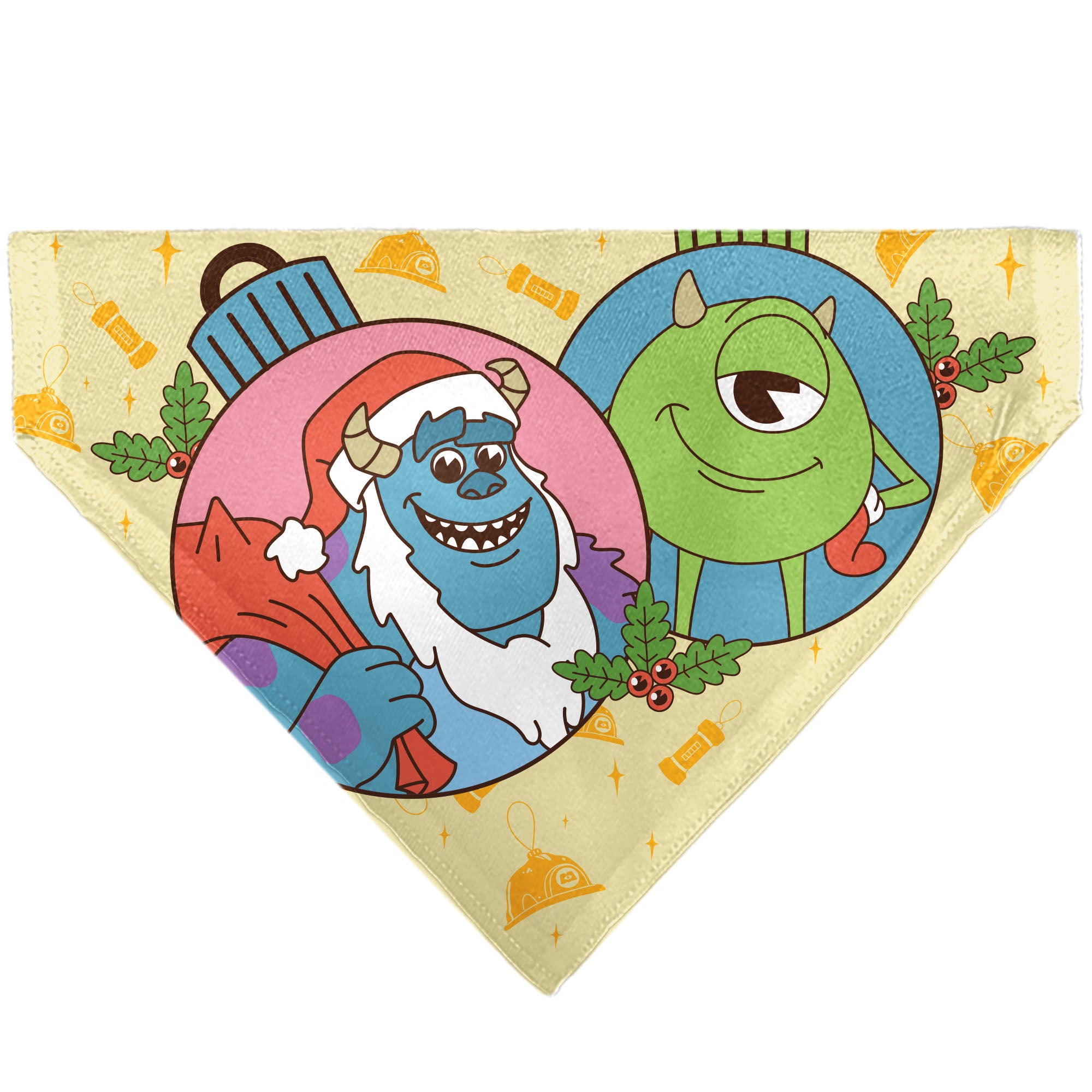Pet Bandana - Monsters Sulley and Mike Holiday SEASON'S SCREAMINGS Poses Yellows Pet Bandanas Disney