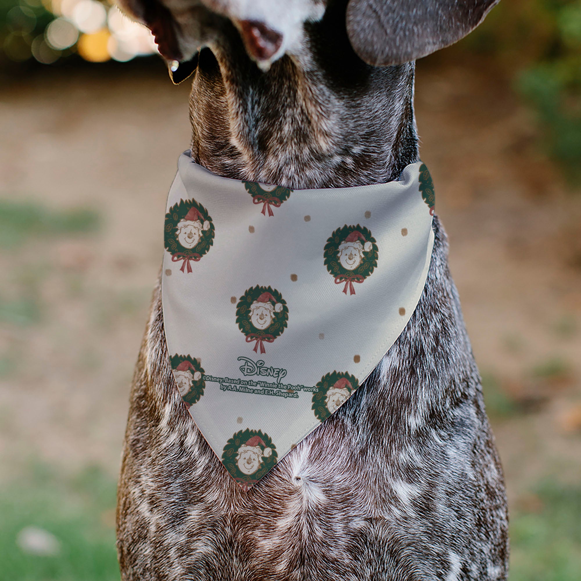Pet Bandana - Winnie the Pooh and Piglet FEELS LIKE CHRISTMAS Holiday Pose Beige Pet Bandanas Disney