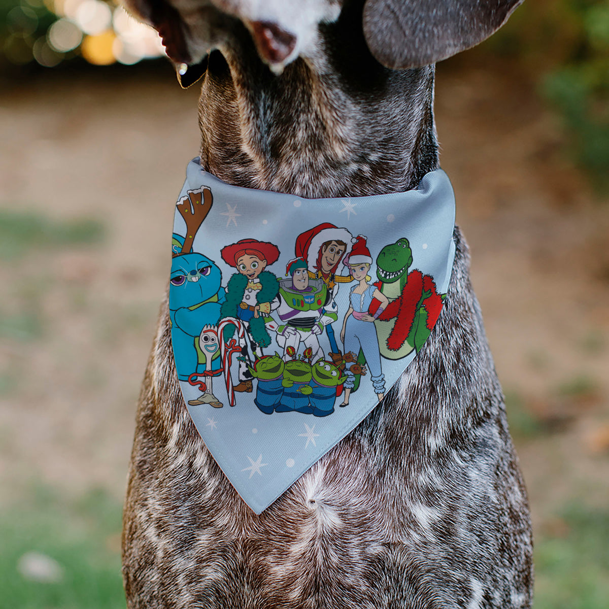 Pet Bandana - Holiday Toy Story 4 Characters MERRY CHRISTMAS Group Pose Light Blue Pet Bandanas Disney