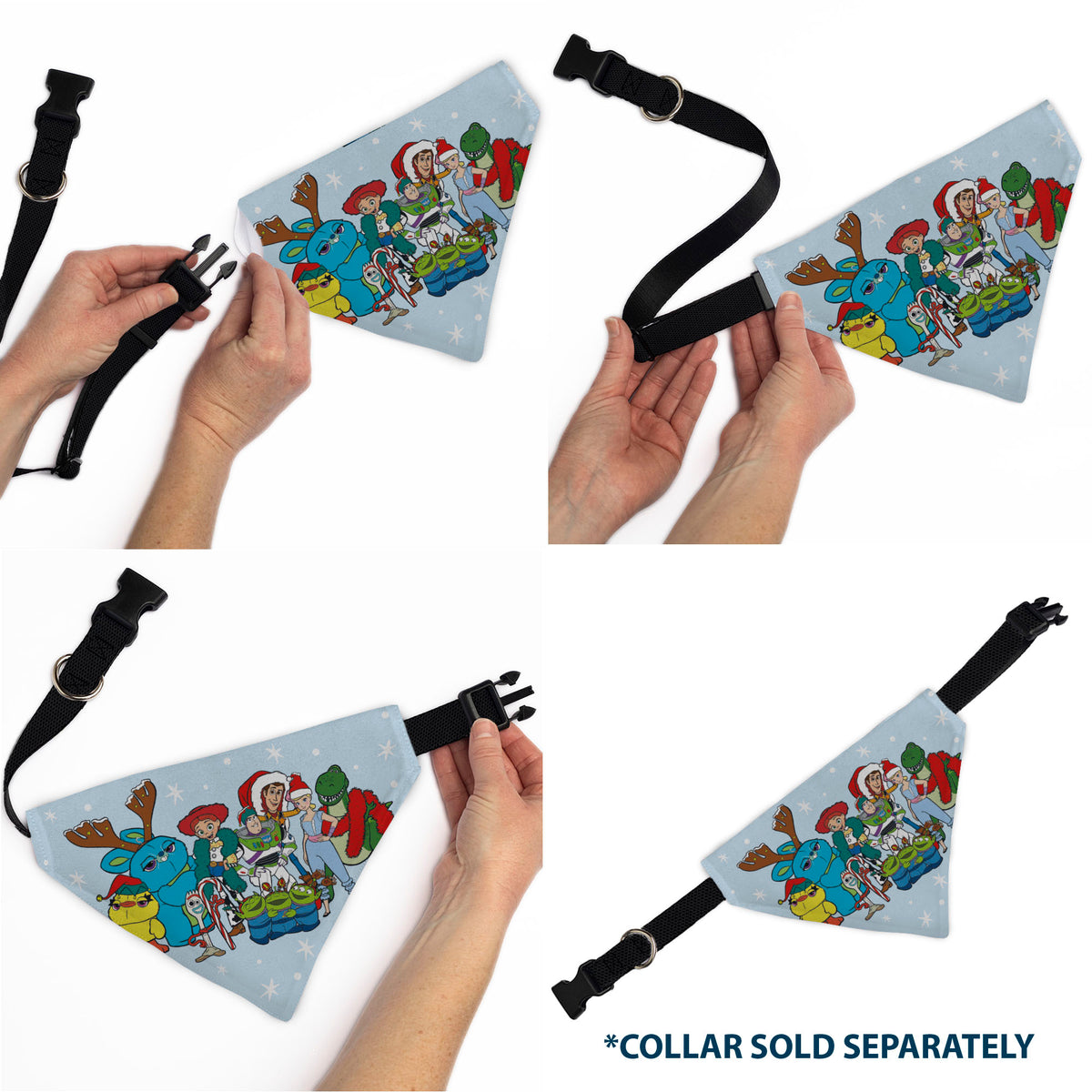 Pet Bandana - Holiday Toy Story 4 Characters MERRY CHRISTMAS Group Pose Light Blue Pet Bandanas Disney