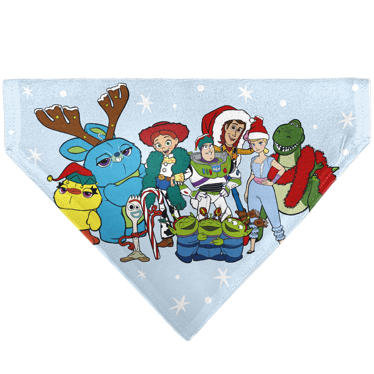 Pet Bandana - Holiday Toy Story 4 Characters MERRY CHRISTMAS Group Pose Light Blue Pet Bandanas Disney