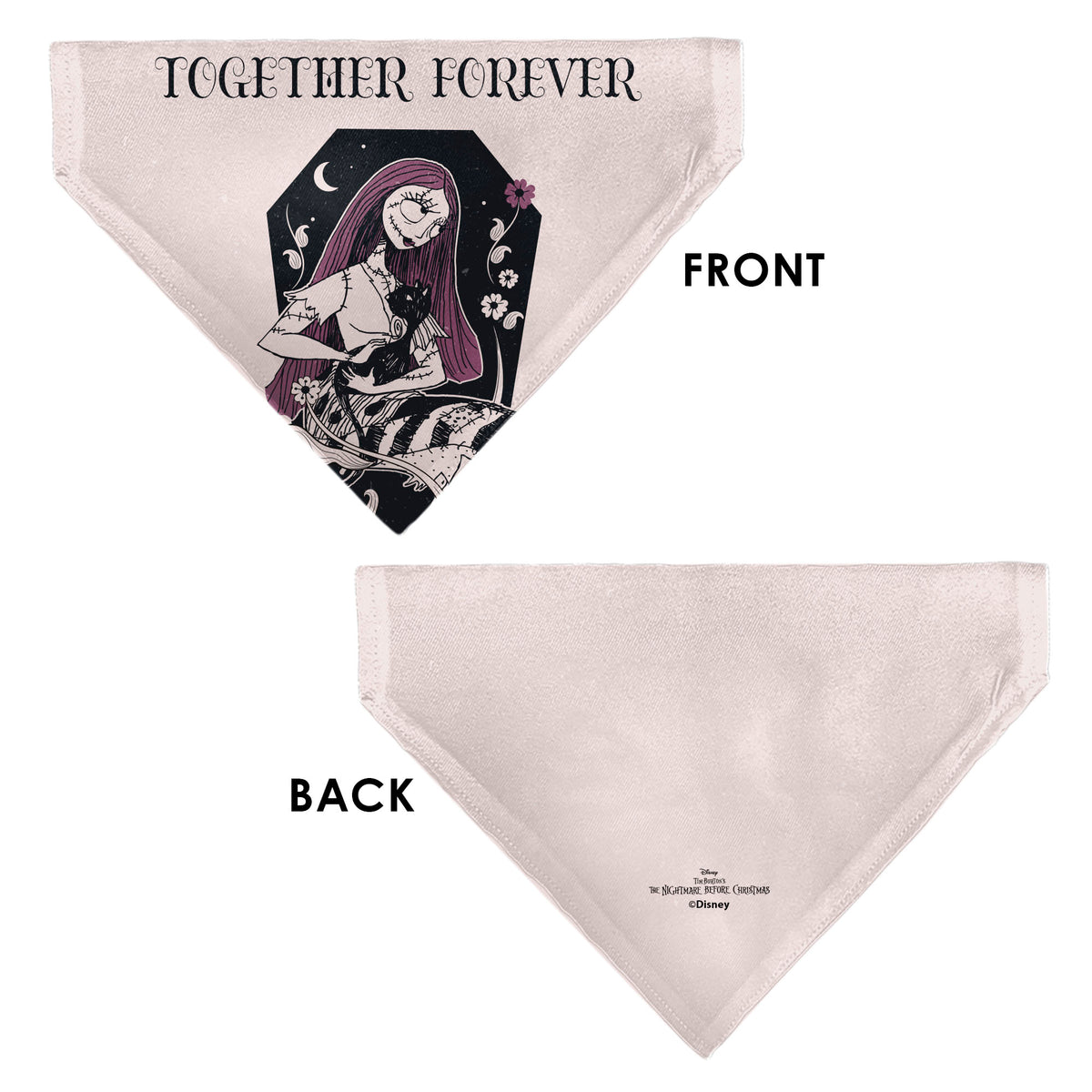 Pet Bandana - The Nightmare Before Christmas Sally and Black Cat TOGETHER FOREVER Pose