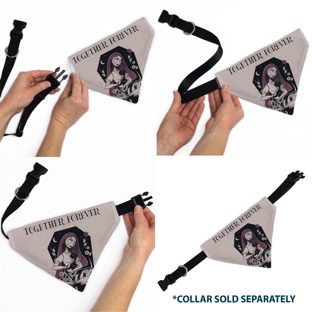 Pet Bandana - The Nightmare Before Christmas Sally and Black Cat TOGETHER FOREVER Pose