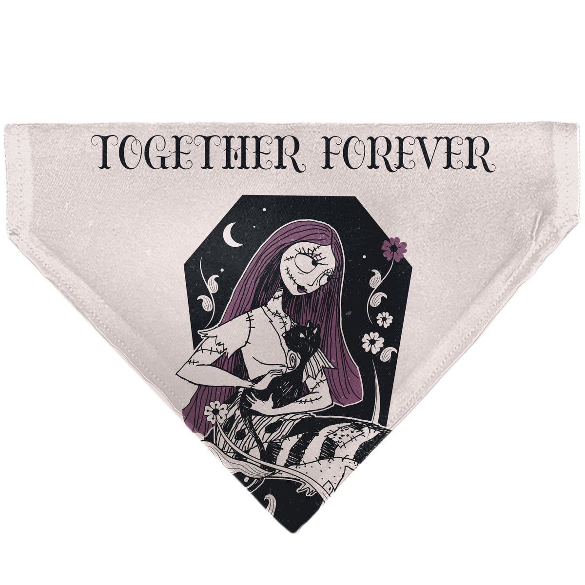 Pet Bandana - The Nightmare Before Christmas Sally and Black Cat TOGETHER FOREVER Pose