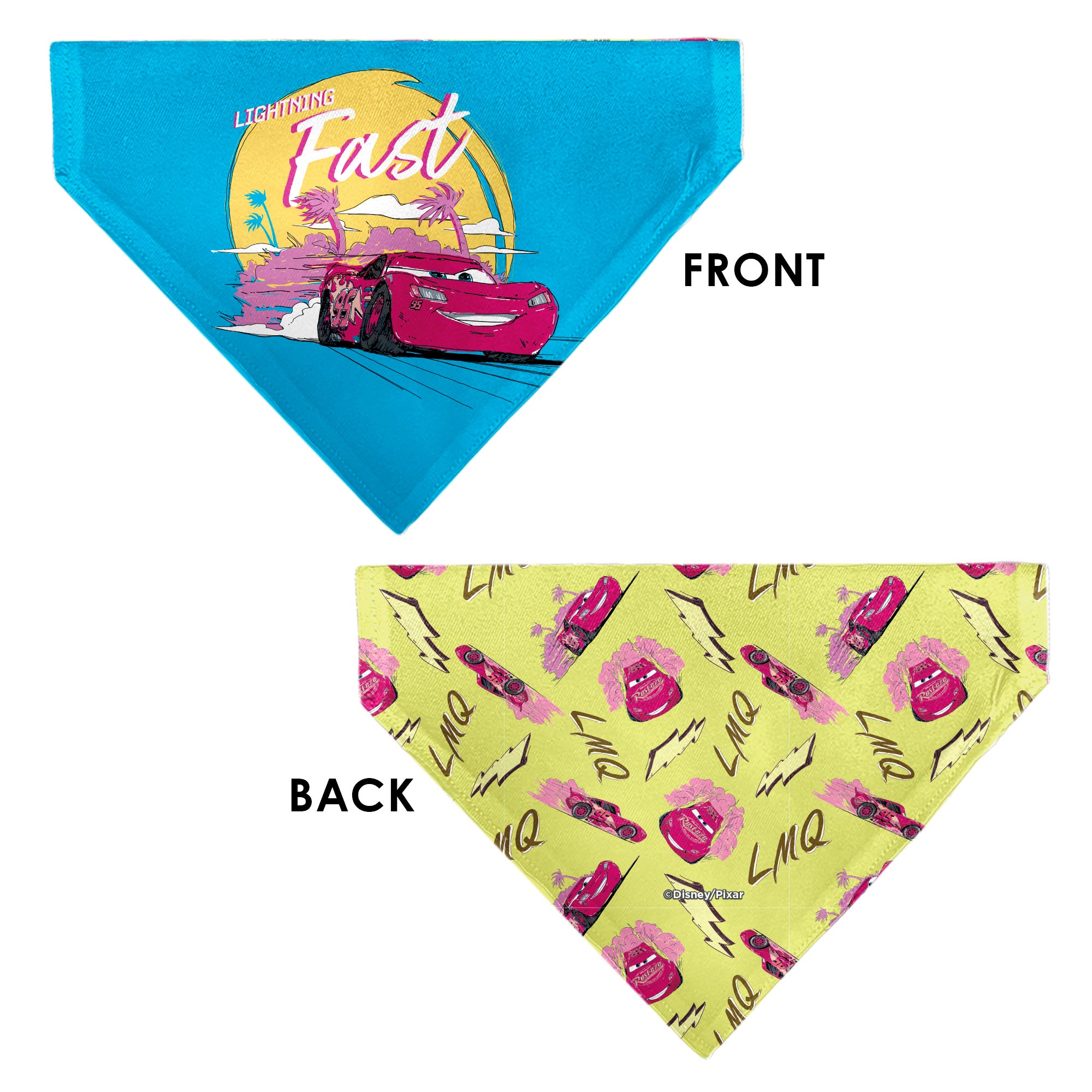 Pet Bandana - Cars Lightning McQueen LIGHTNING FAST Pose and Icons Pet Bandanas Disney
