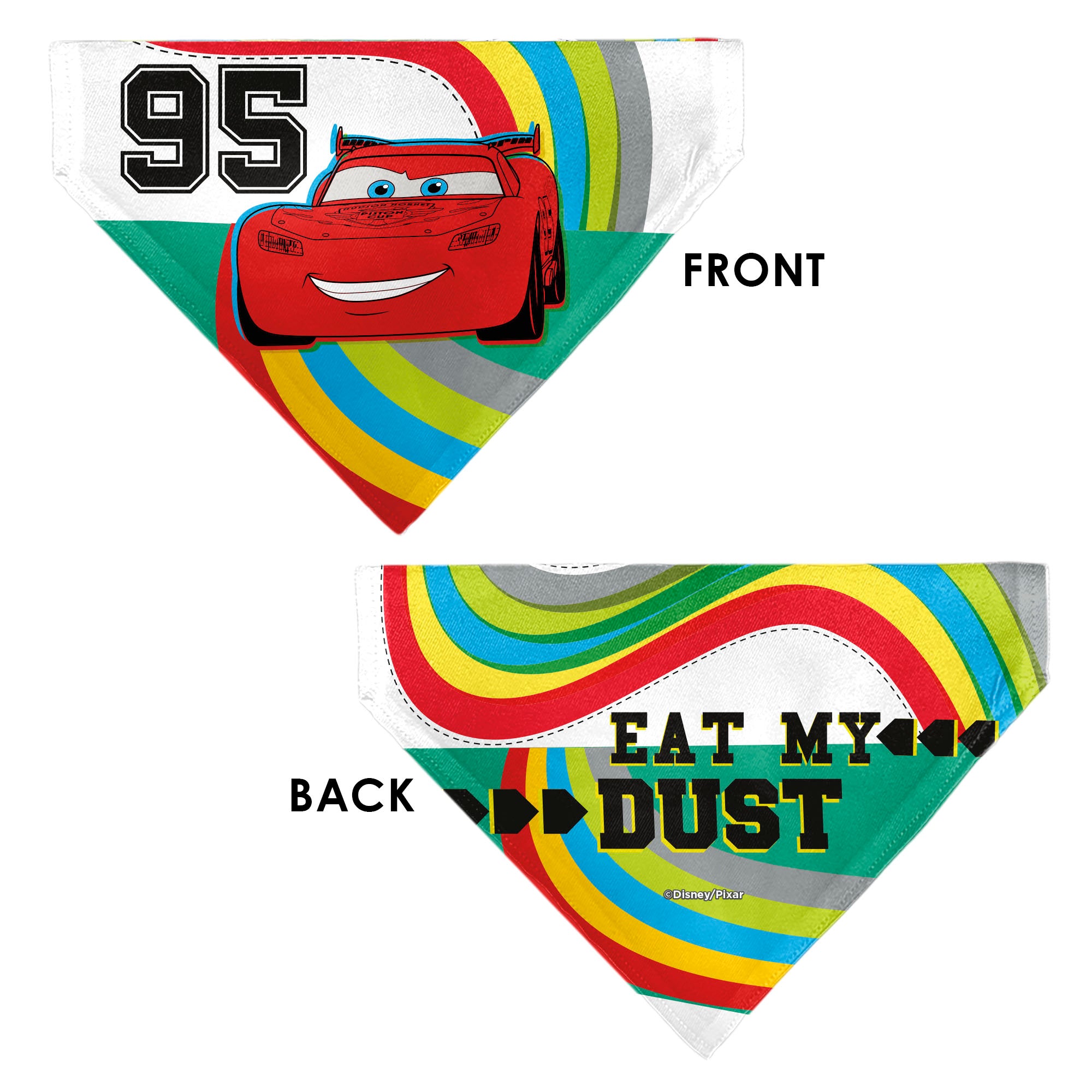 Pet Bandana - Cars Lightning McQueen EAT MY DUST Pose Multi Color Pet Bandanas Disney