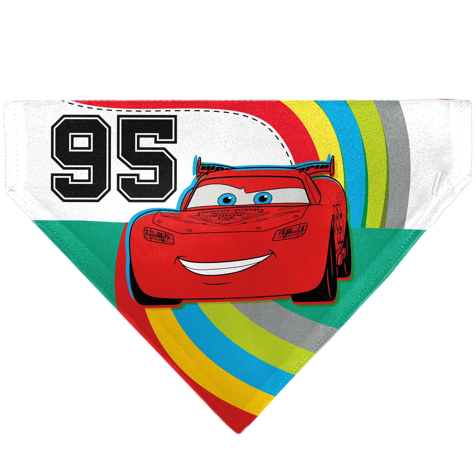 Pet Bandana - Cars Lightning McQueen EAT MY DUST Pose Multi Color Pet Bandanas Disney