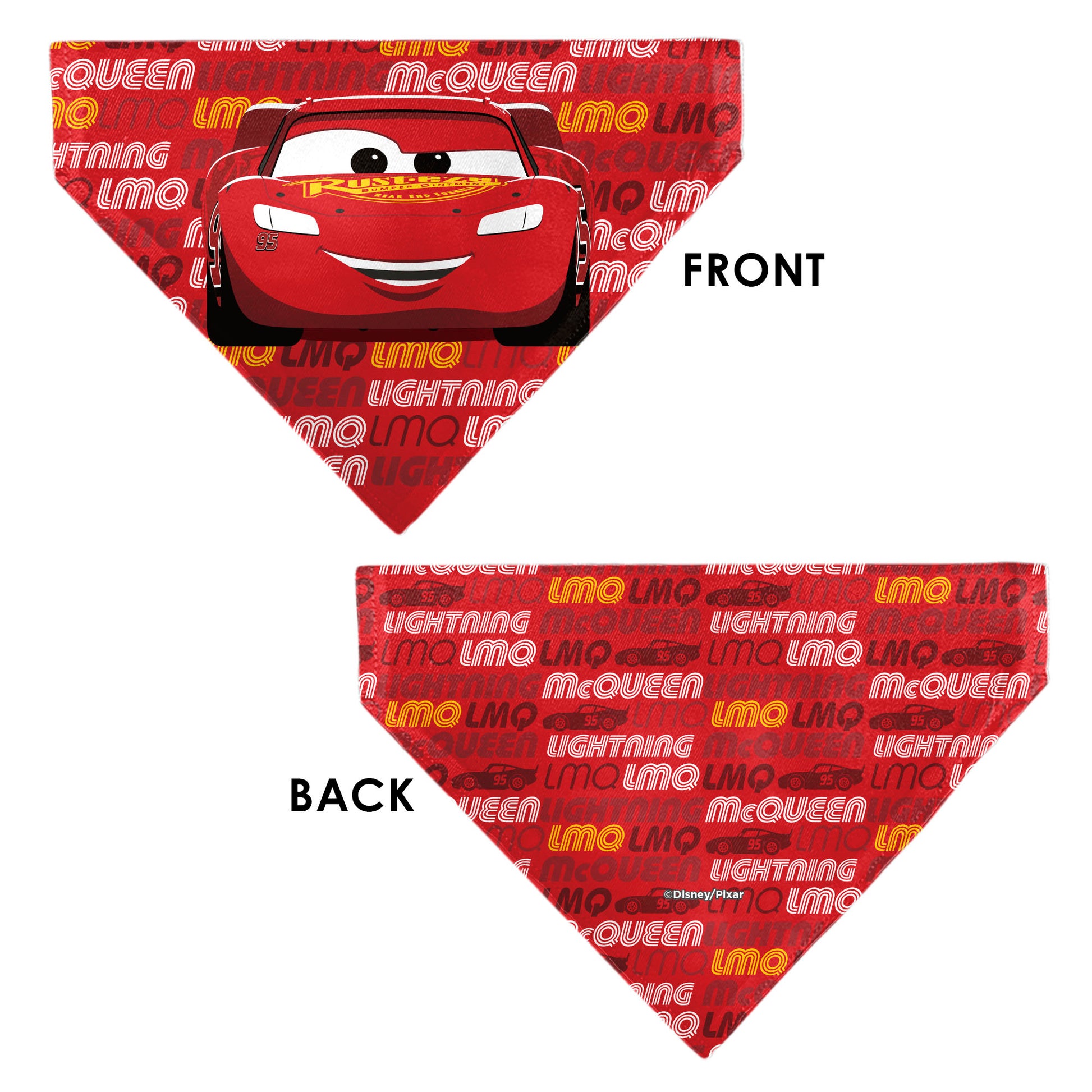 Pet Bandana - Cars LMQ LIGHTNING MCQUEEN Pose and Text Red Pet Bandanas Disney