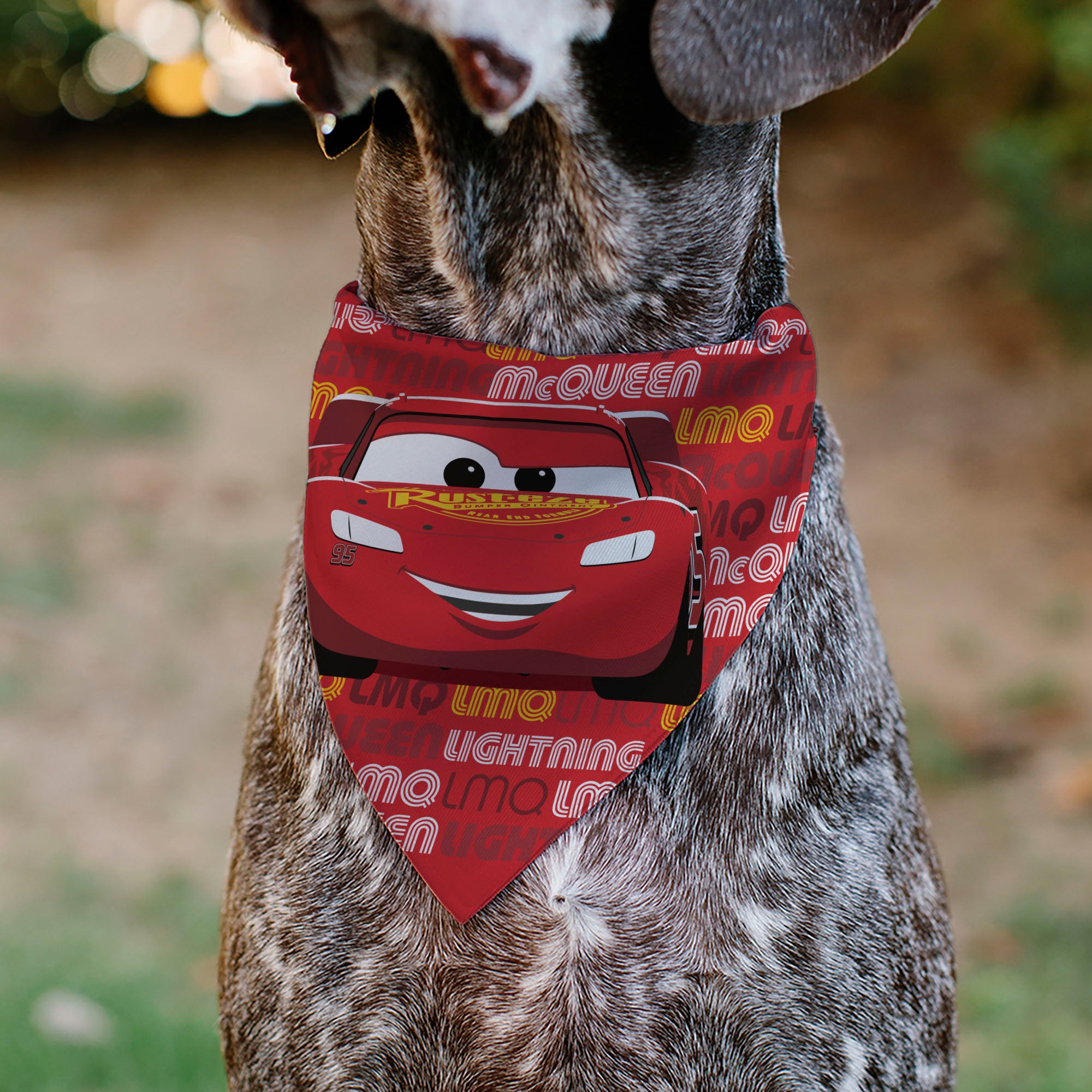Pet Bandana - Cars LMQ LIGHTNING MCQUEEN Pose and Text Red Pet Bandanas Disney