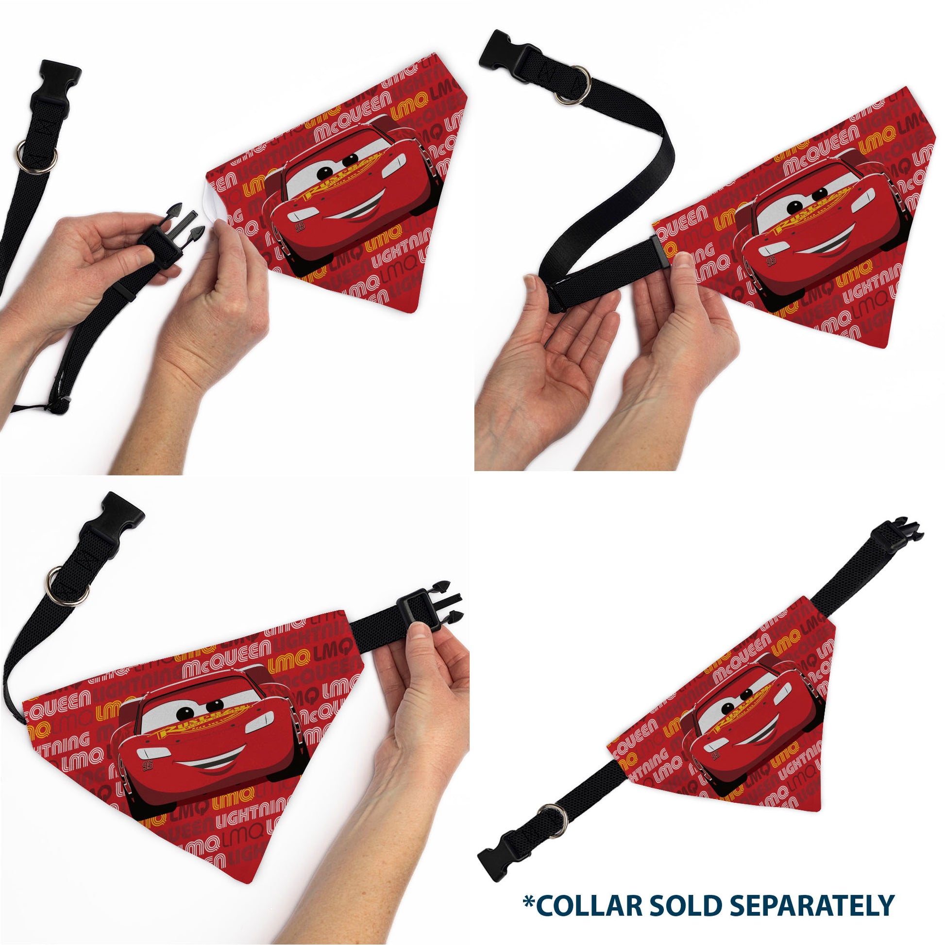 Pet Bandana - Cars LMQ LIGHTNING MCQUEEN Pose and Text Red Pet Bandanas Disney