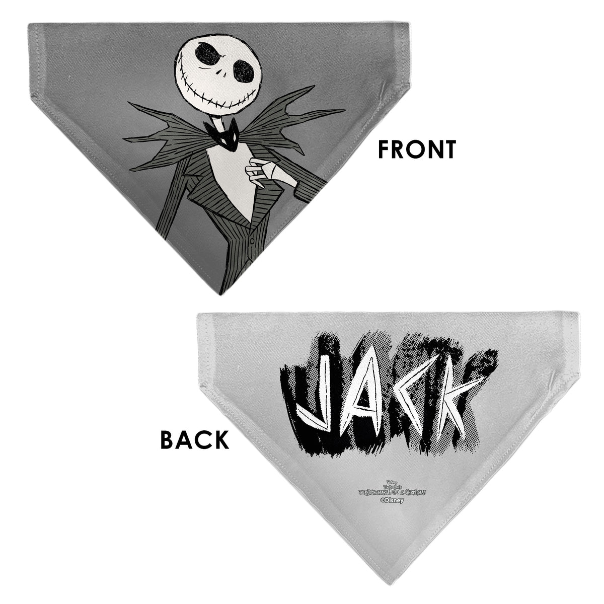 Pet Bandana - The Nightmare Before Christmas JACK Smiling Pose and Text Gray