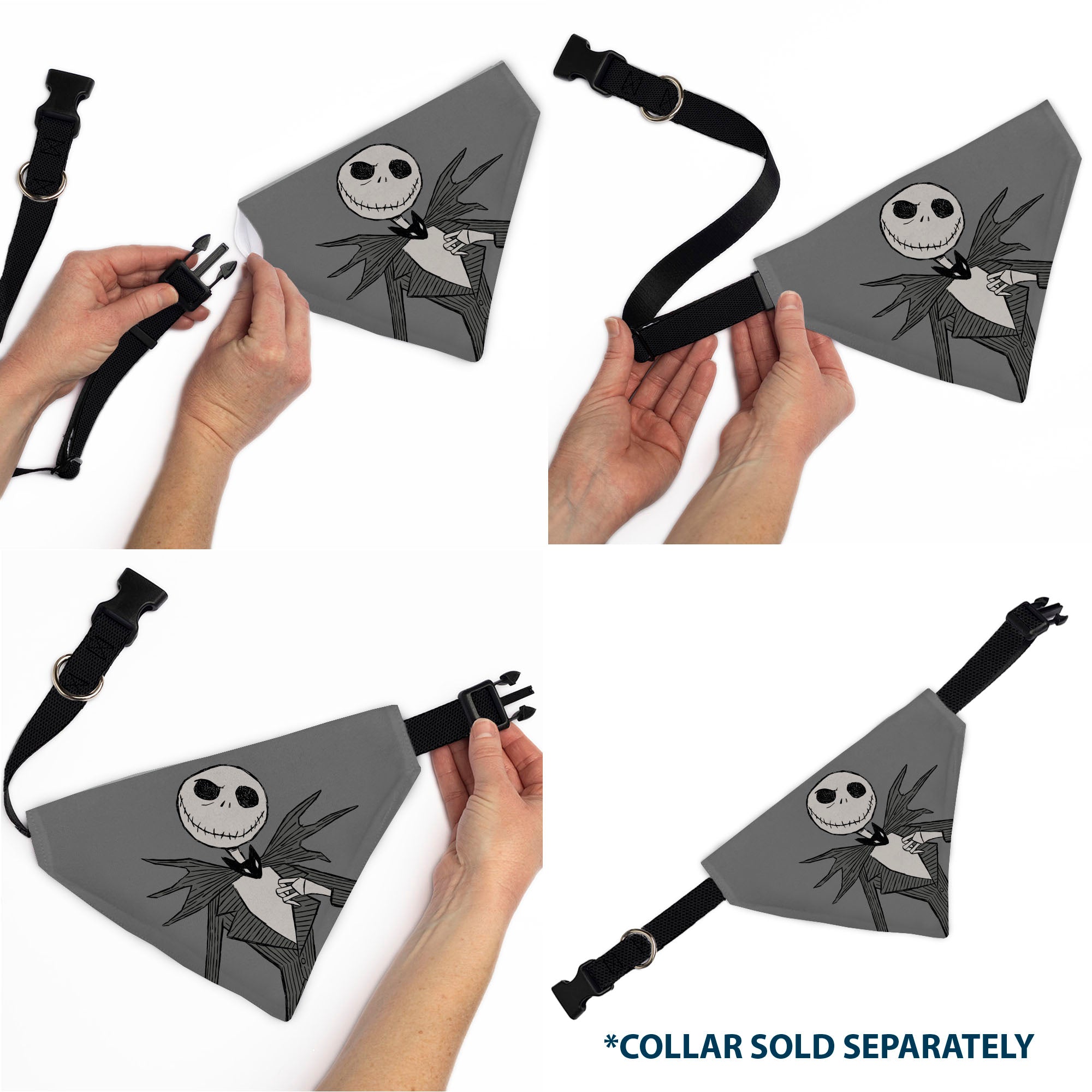 Pet Bandana - The Nightmare Before Christmas JACK Smiling Pose and Text Gray