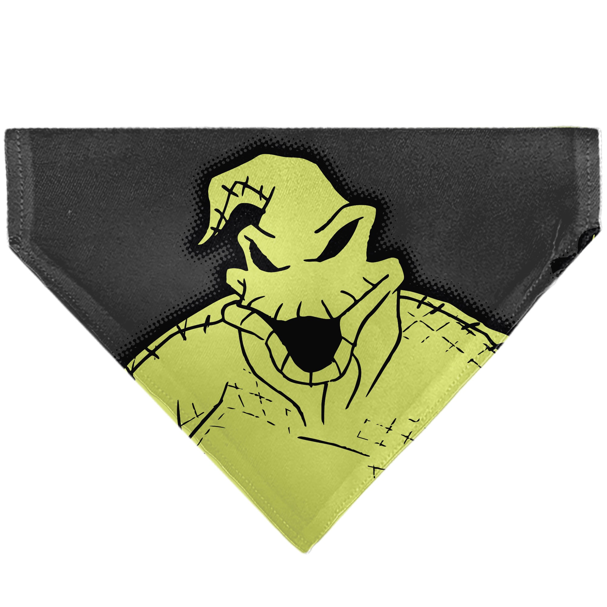Pet Bandana - The Nightmare Before Christmas OOGIE BOOGIE Pose with Text and Bugs Collage Gray/Lime Green