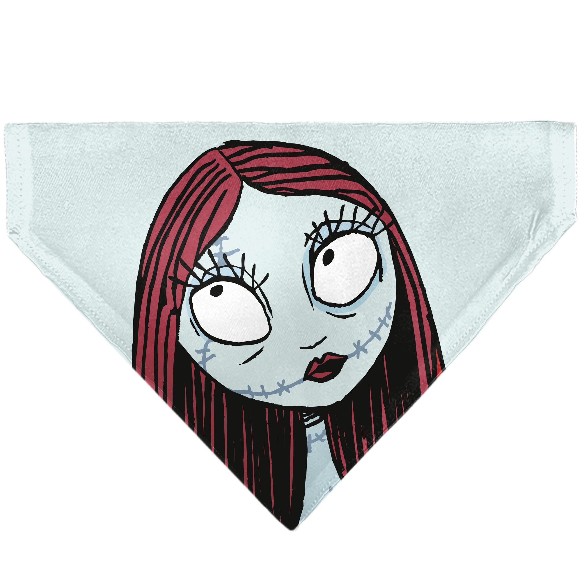 Pet Bandana - The Nightmare Before Christmas SALLY Face with Text and Potions Collage Light Blue