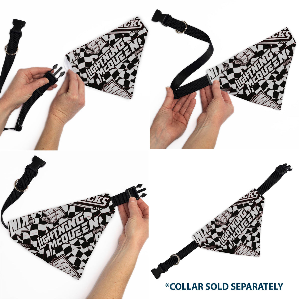 Pet Bandana - Cars LIGTNING MCQUEEN Checker Flag Collage White/Black Pet Bandanas Disney