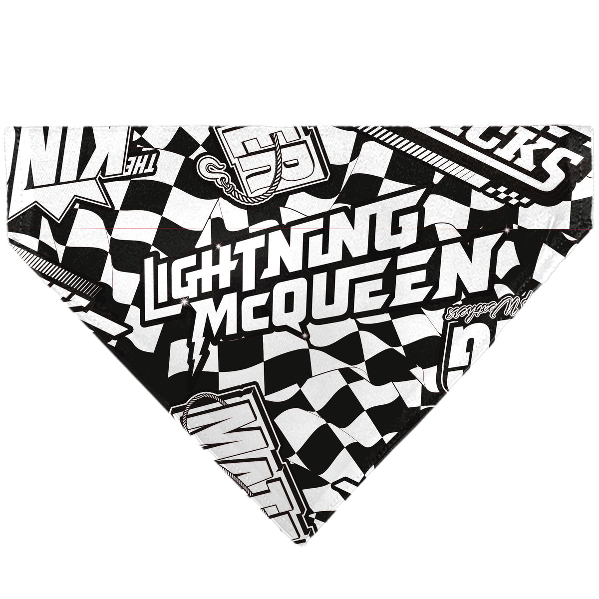 Pet Bandana - Cars LIGTNING MCQUEEN Checker Flag Collage White/Black Pet Bandanas Disney