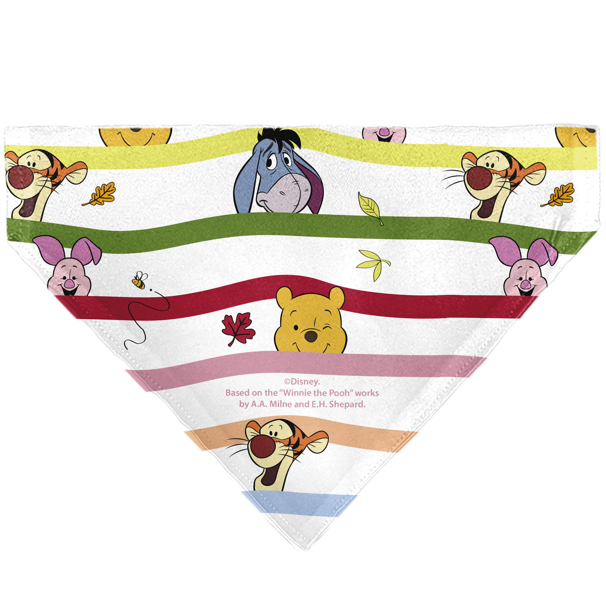 Pet Bandana - Winnie the Pooh and Friends Poses Stripe White/Multi Color Pet Bandanas Disney