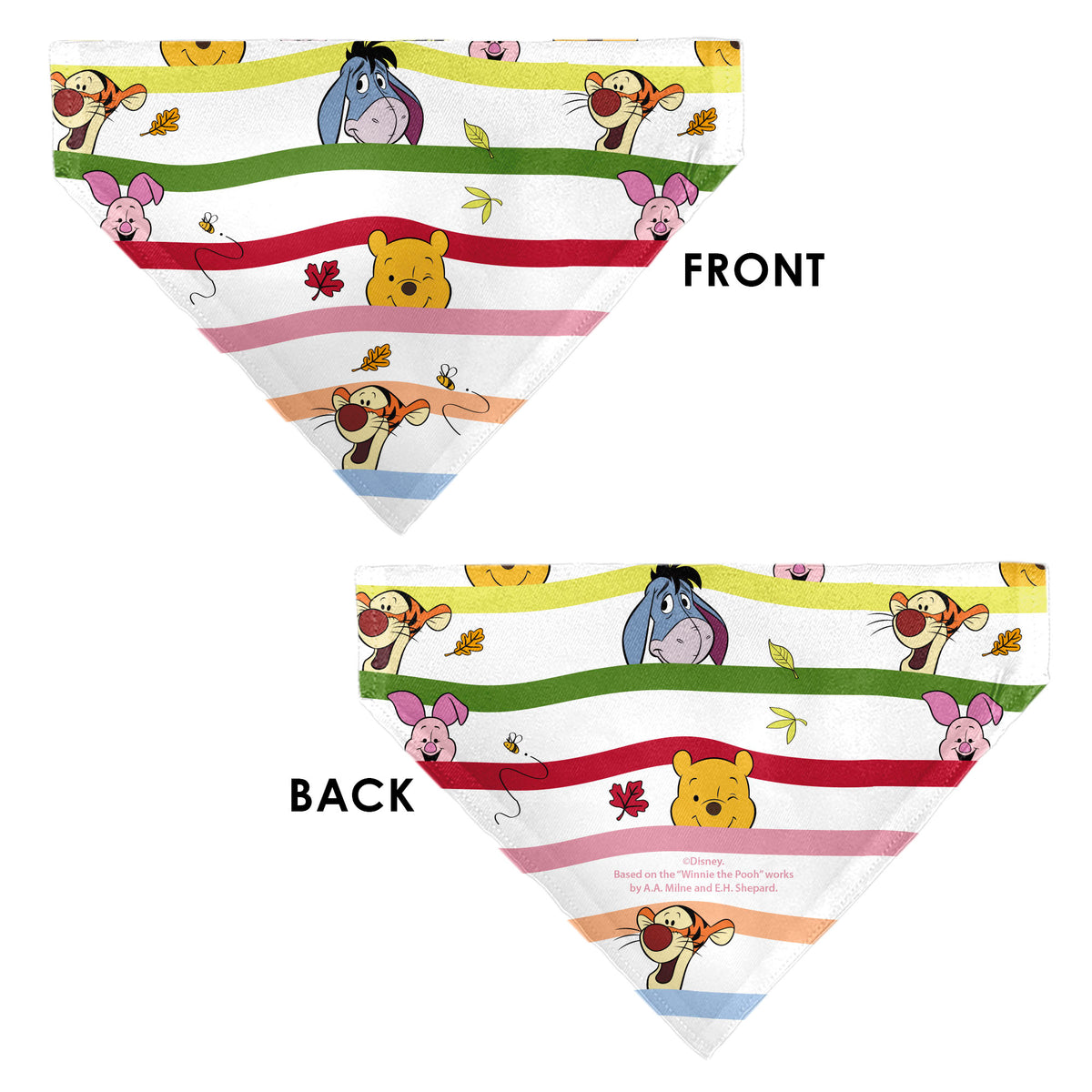 Pet Bandana - Winnie the Pooh and Friends Poses Stripe White/Multi Color Pet Bandanas Disney