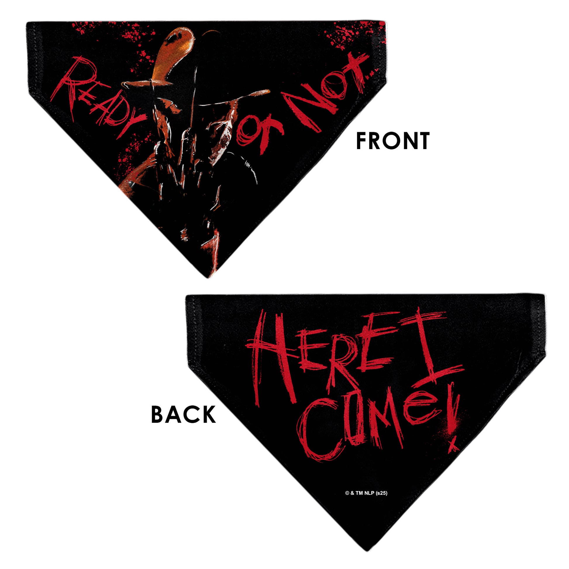 Pet Bandana - A Nightmare on Elm Street Freddy READY OR NOT HERE I COME Pose Black/Red Pet Bandanas A Nightmare on Elm Street