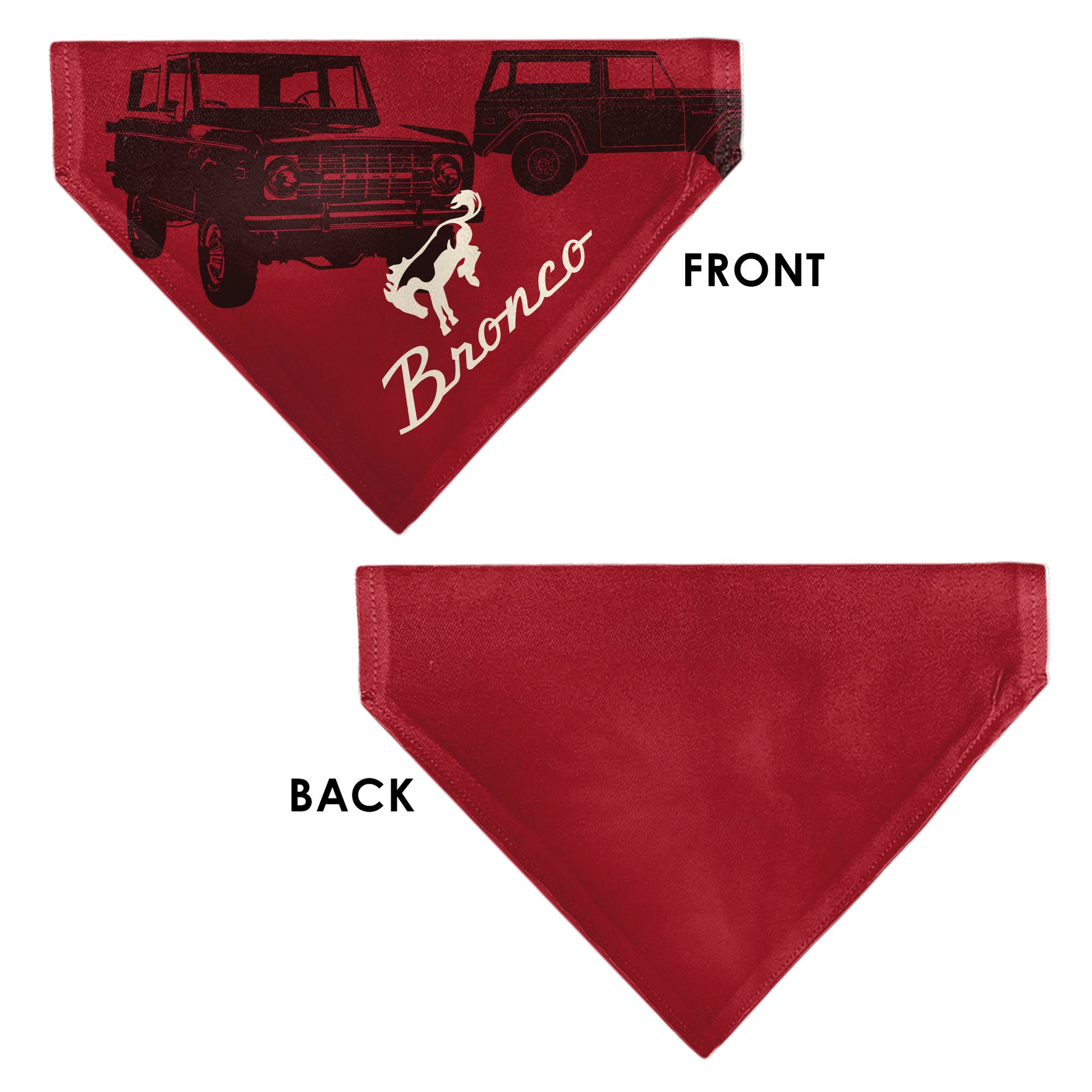 Pet Bandana - Ford Vintage Bronco Logo and Silhouette Red/Black/White Pet Bandanas Ford