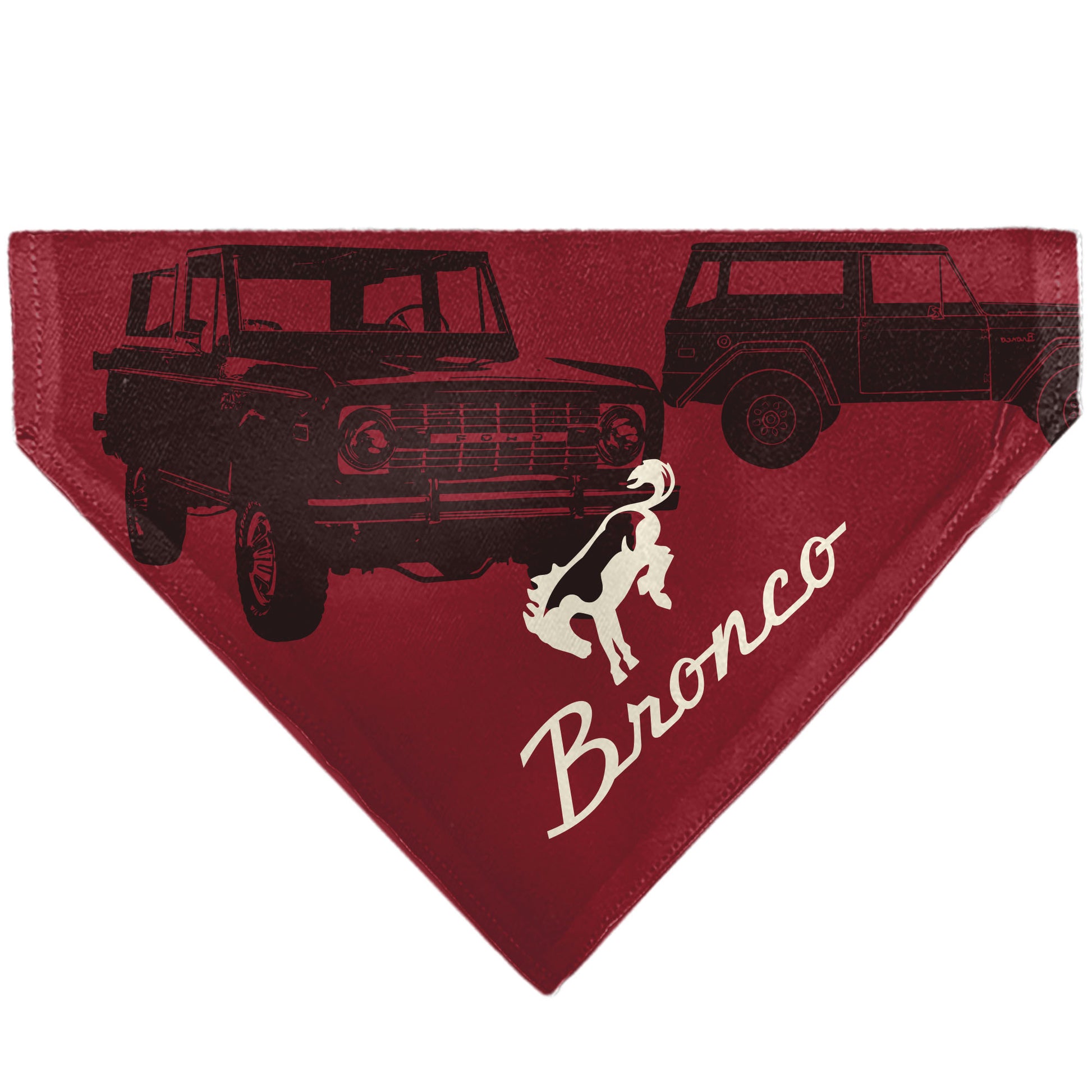 Pet Bandana - Ford Vintage Bronco Logo and Silhouette Red/Black/White Pet Bandanas Ford