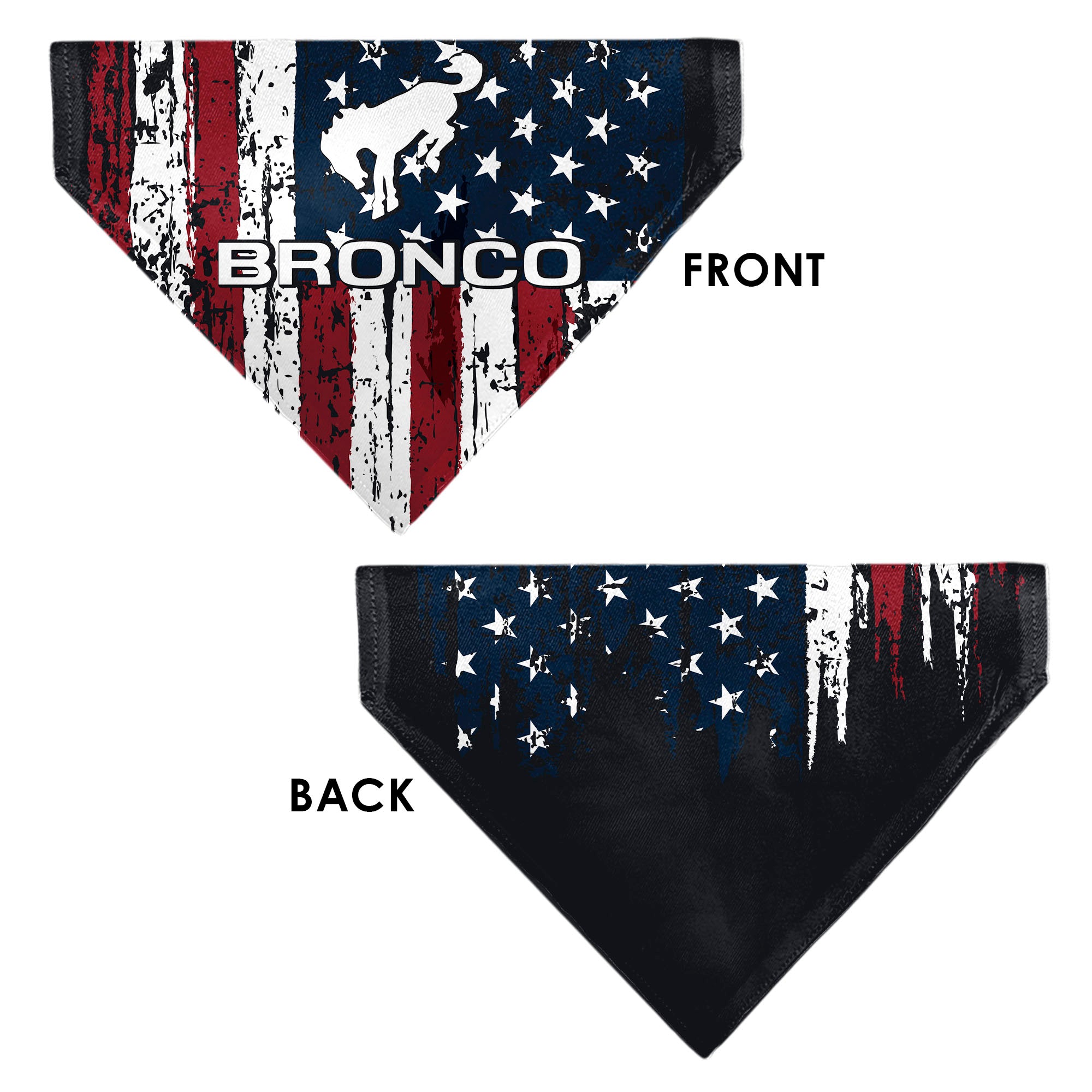 Pet Bandana - Ford BRONCO Americana Stars and Stripes Weathered Red/White/Blue Pet Bandanas Ford