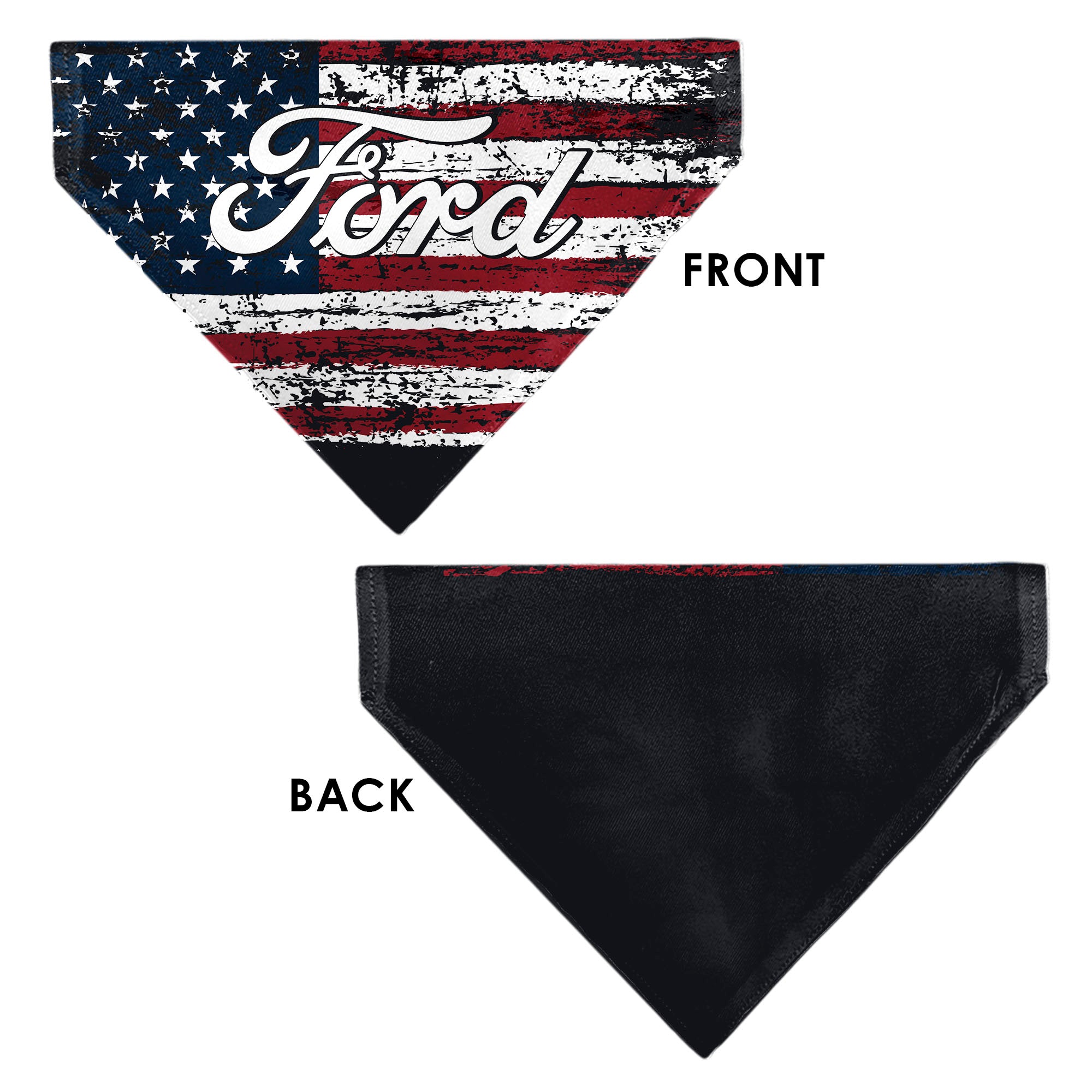 Pet Bandana - FORD Script Americana Stars and Stripes Weathered Red/White/Blue Pet Bandanas Ford